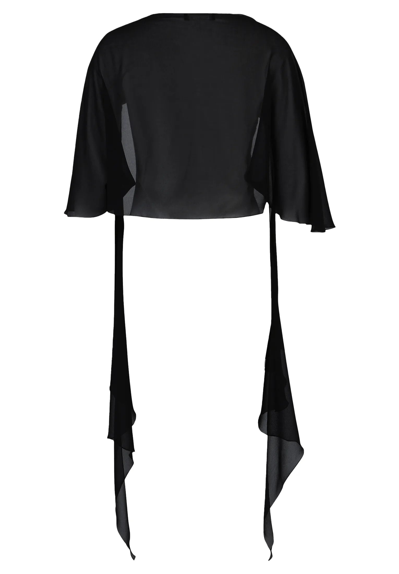 Vera Mont Jet Black Women Chiffon Stole with Flounce SKU: 0071-4825_9042 Image 07