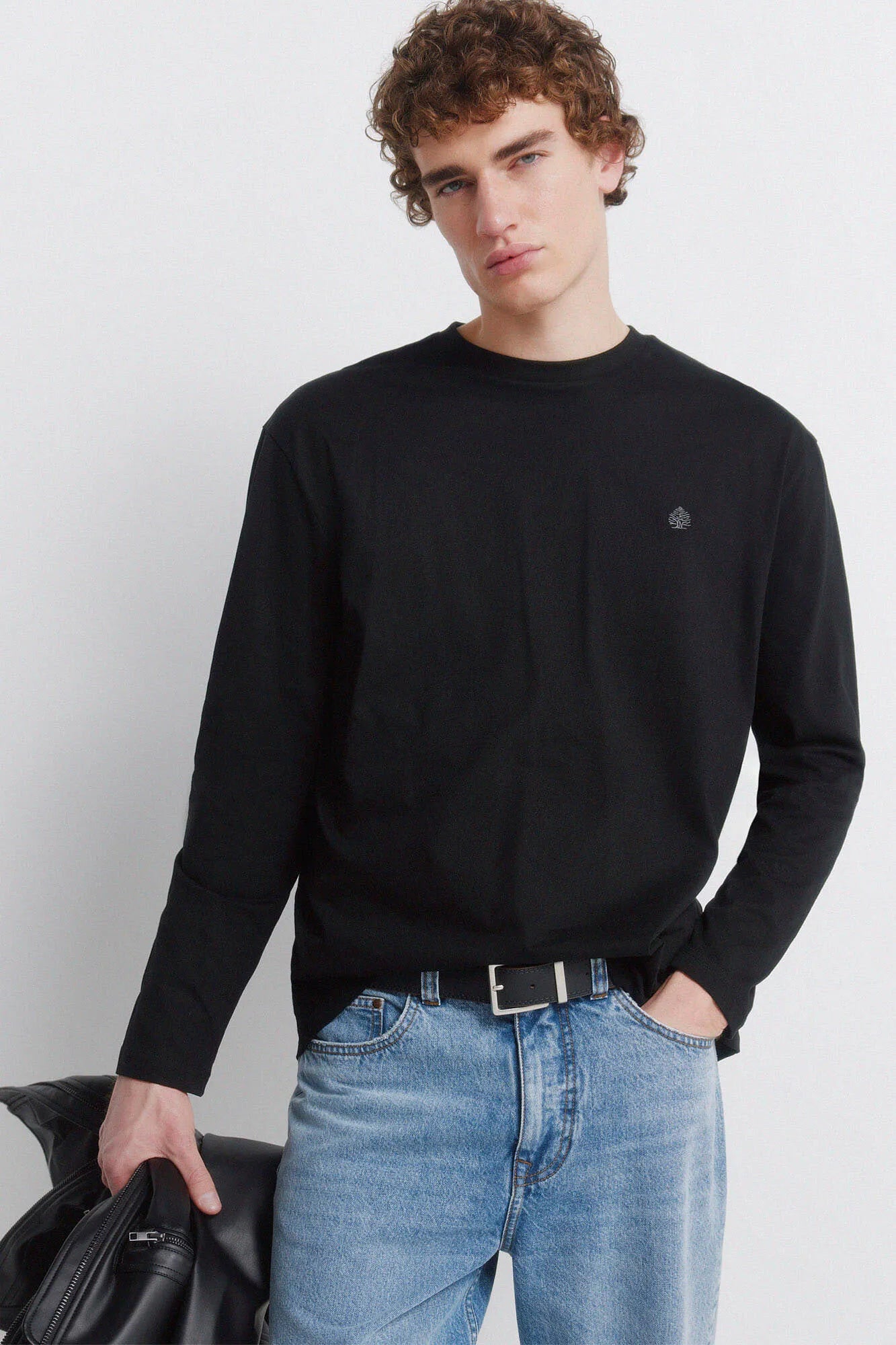 Springfield Black Men Carbon Long Sleeve T-Shirt SKU: 0223727_01 Image 01