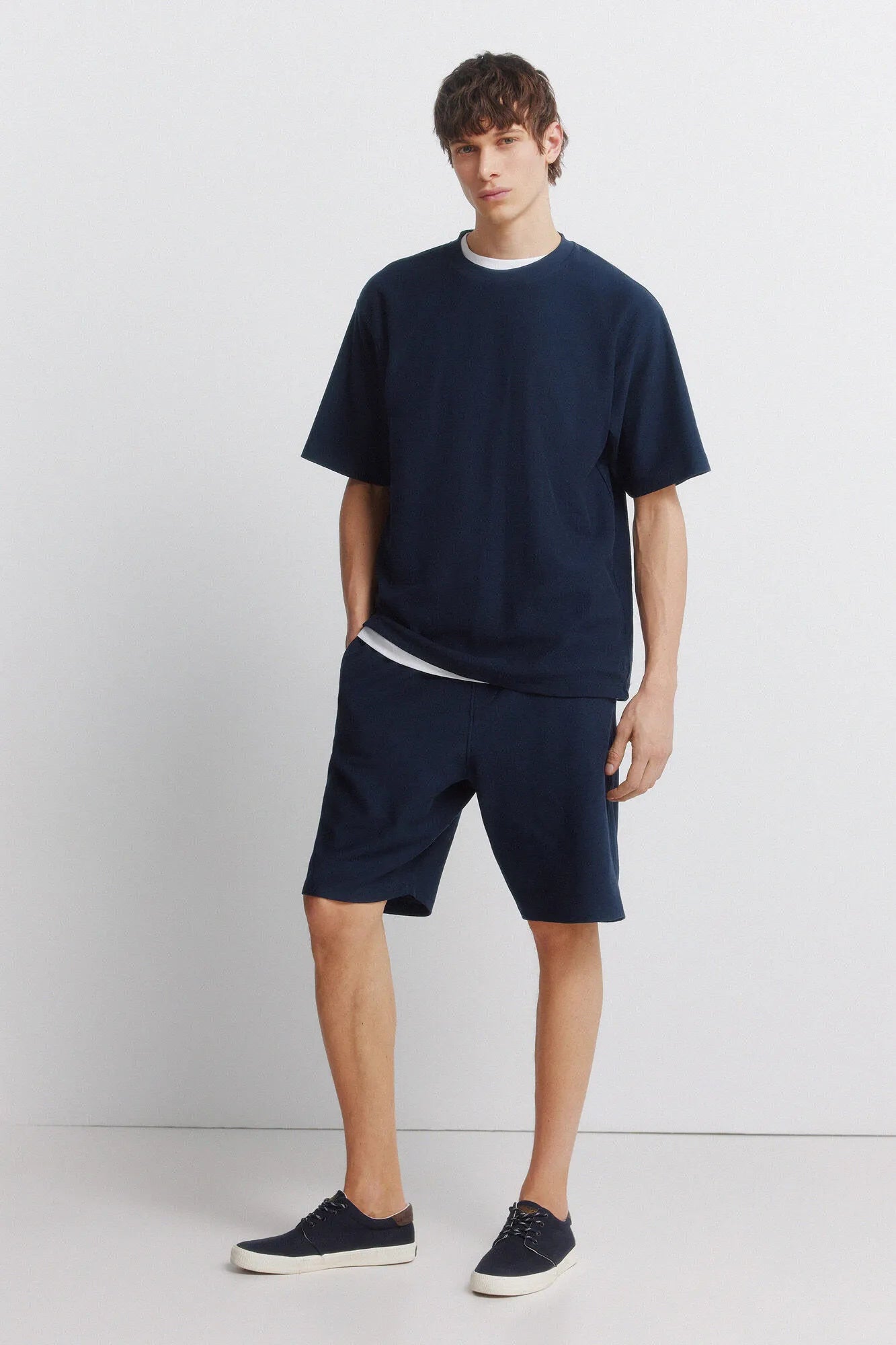 Springfield Blue Men Fleece Bermuda Shorts SKU: 0223735_12 Image 01