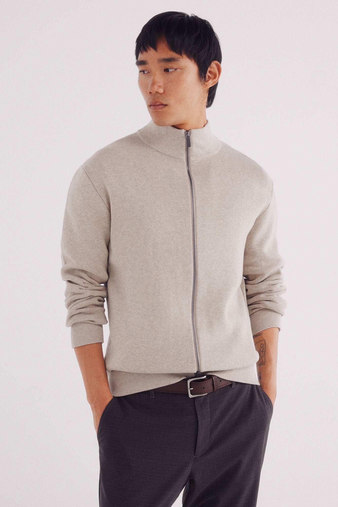 Springfield_Sand_Milano Zip Fastening Cardigan_0232604_36_01