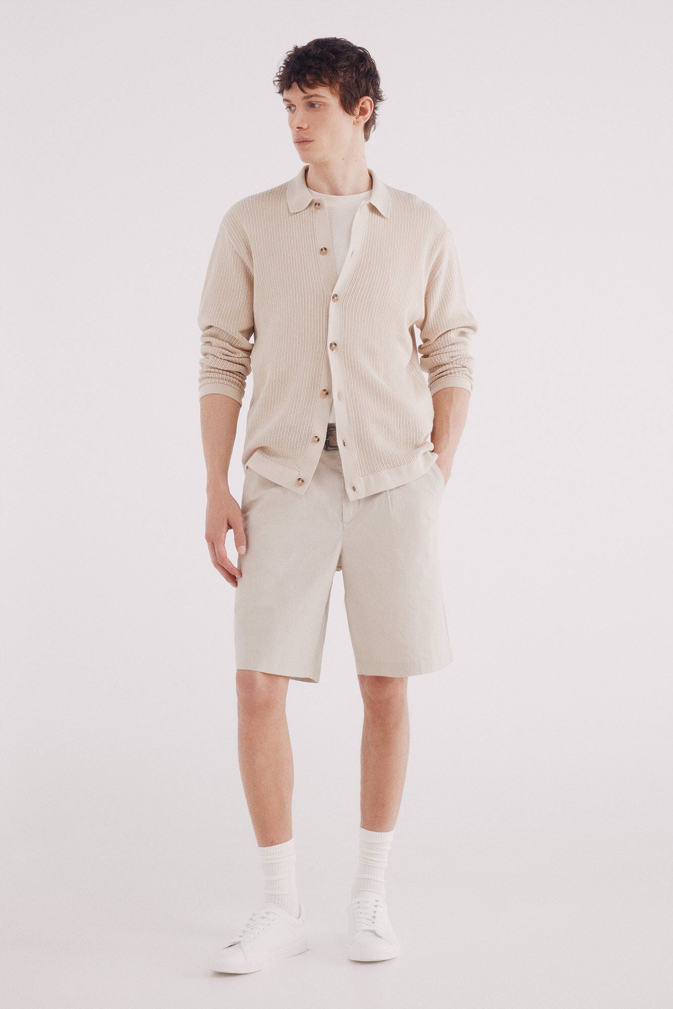 Springfield_Beige_Structured Cardigan in Colour_0232607_51_03