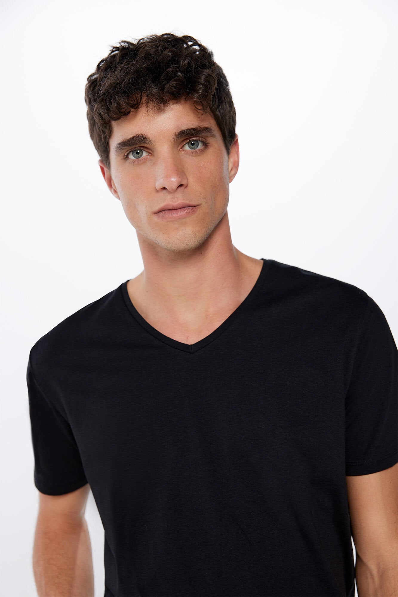 Basic Plain V Neck T Shirt_0247063_01_06