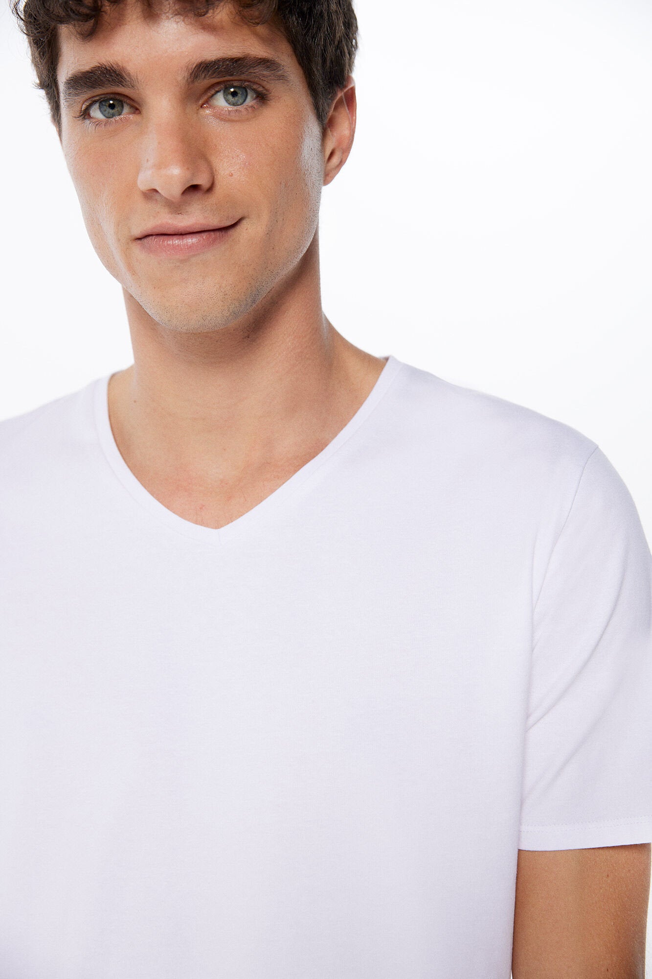 Basic Plain V Neck T Shirt_0247063_99_02
