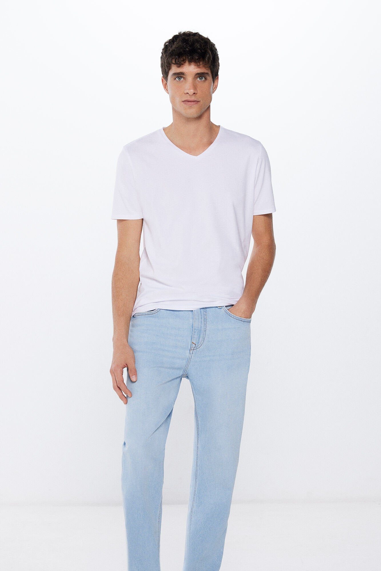 Basic Plain V Neck T Shirt_0247063_99_03