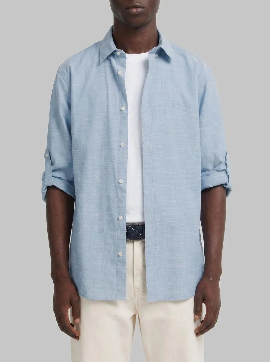 Springfield Blue Men Slub Cotton Shirt SKU: 0273619_14 Image 00
