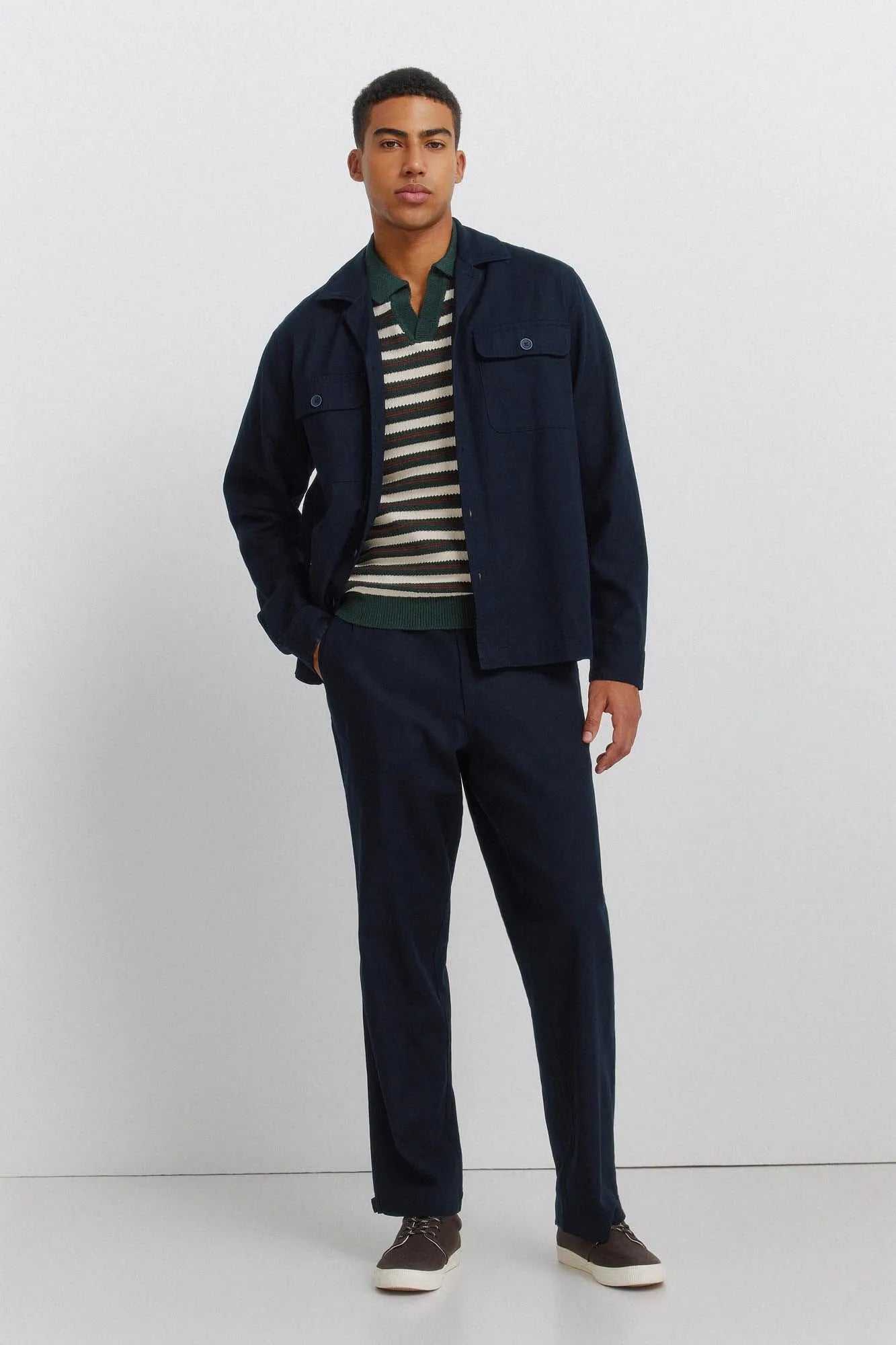 Springfield Blue Men Slub Cotton Overshirt SKU: 0273620_11 Image 03