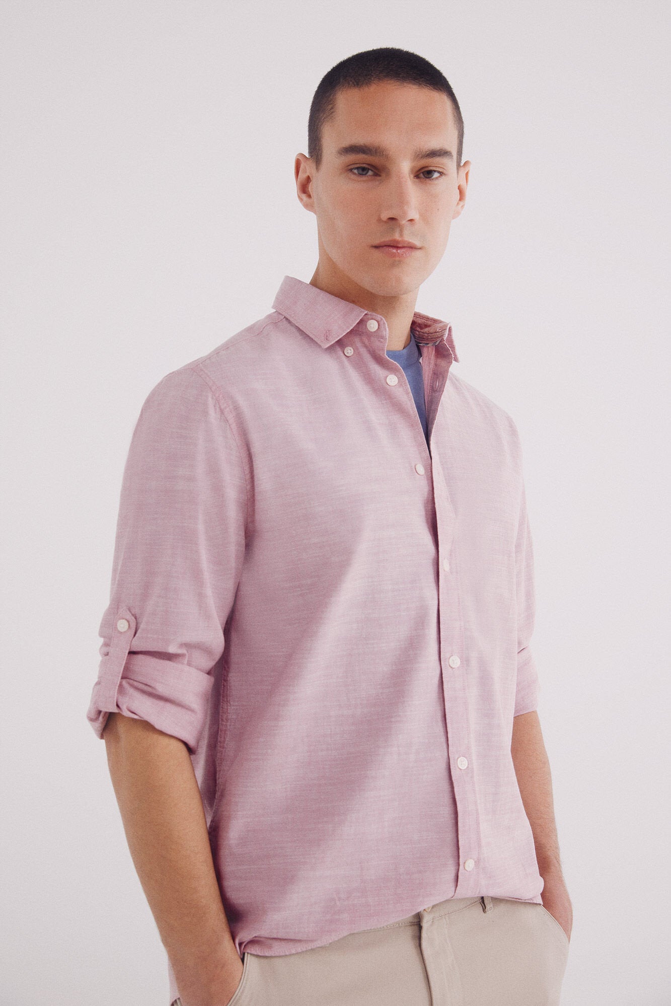 Springfield_Plain Slub Cotton Shirt_0279924_67_01
