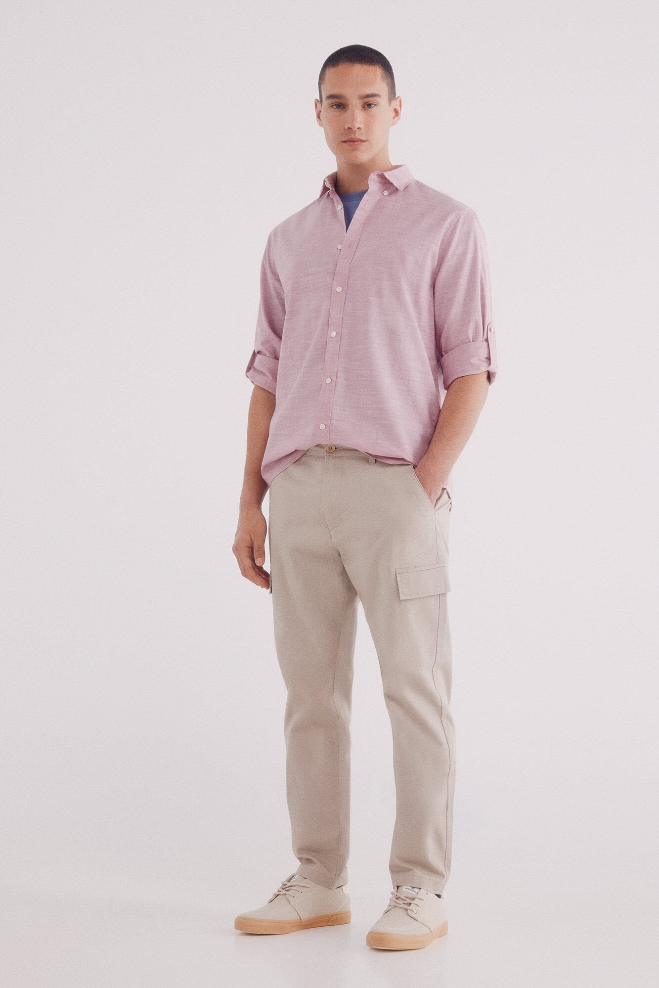 Springfield_Plain Slub Cotton Shirt_0279924_67_03