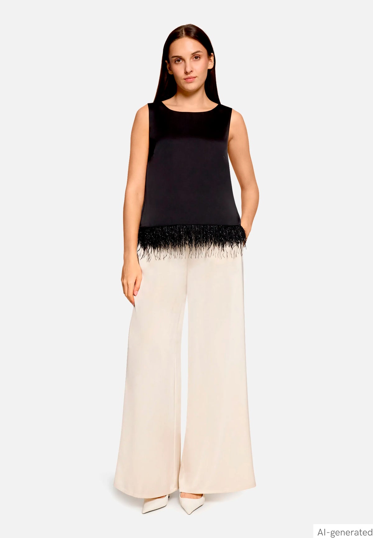 Vera Mont Champagne Sorbet Women Modern Fit Trousers with Pockets SKU: 0300-4262_1085 Image 02