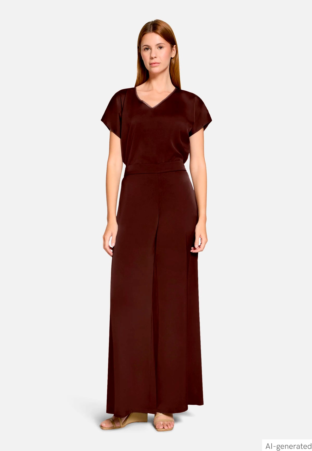 Vera Mont Espresso Brown Women Modern Fit Trousers with Pockets SKU: 0300-4262_7409 Image 02