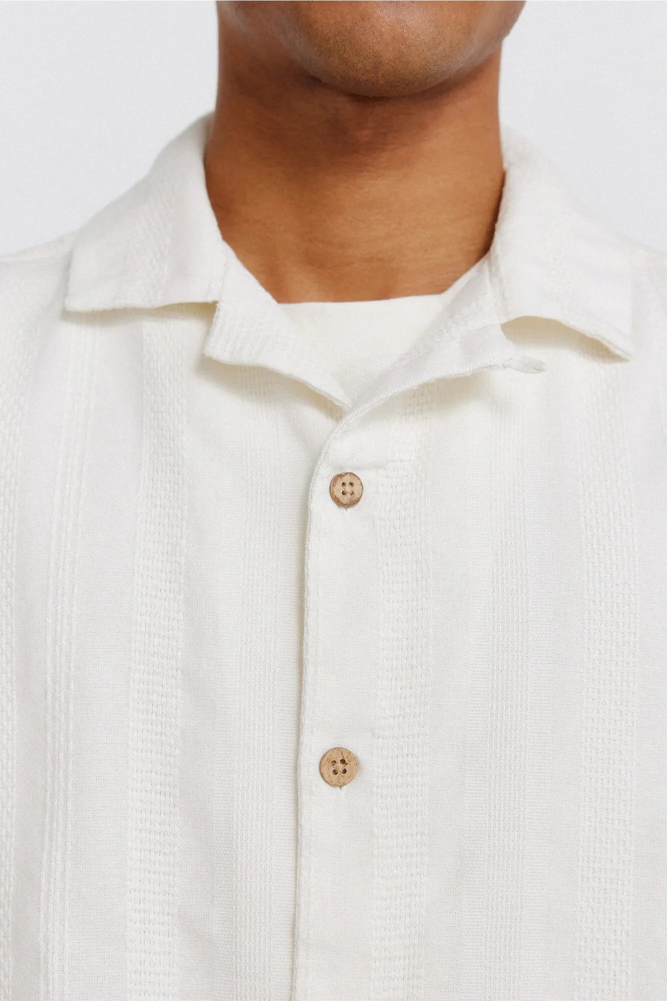 Springfield White Men Jacquard Short Sleeve Bowling Shirt SKU: 0343408_96 Image 03