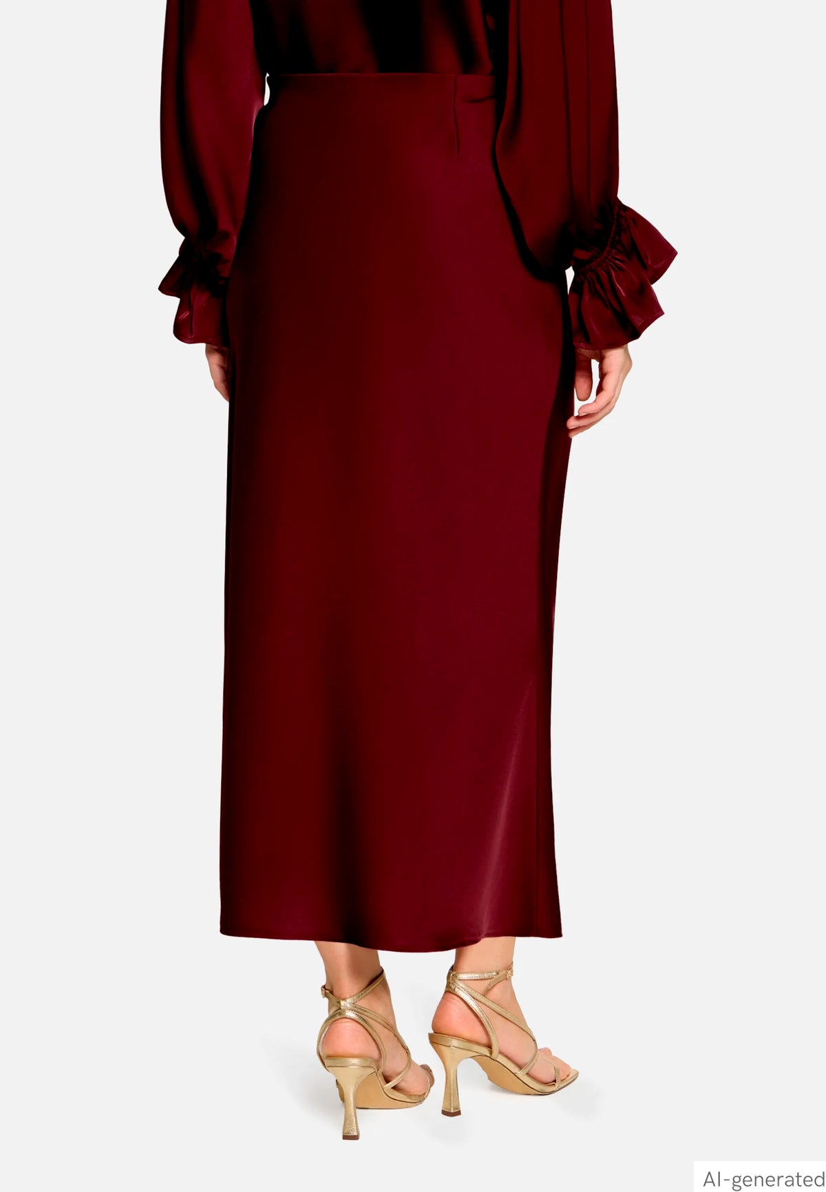 Vera Mont Deep Dahlia Women Calf-Length Satin Skirt SKU: 0364-4262_4715 Image 03