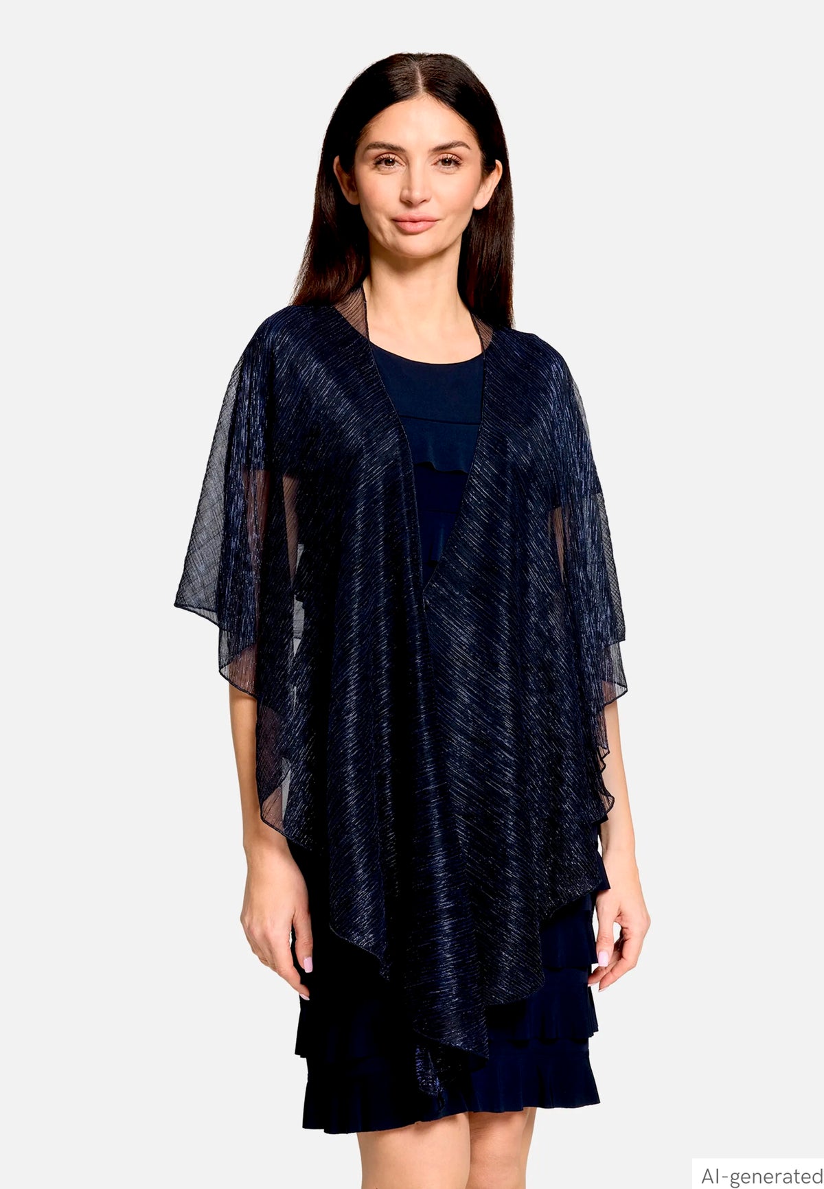 Vera Mont Blue/Black Women Glittery Cape SKU: 0376-4208_8890 Image 01
