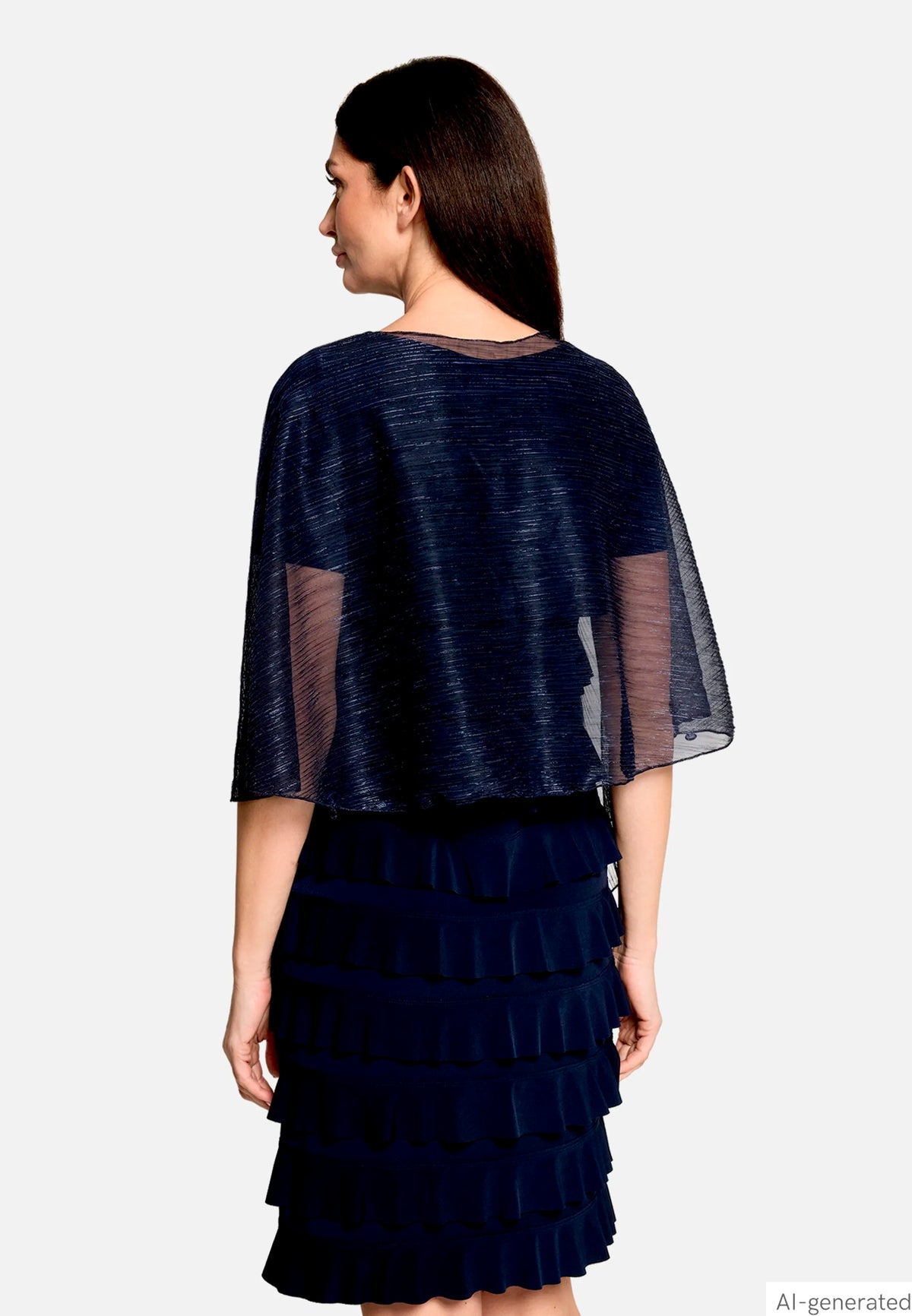 Vera Mont Blue/Black Women Glittery Cape SKU: 0376-4208_8890 Image 03