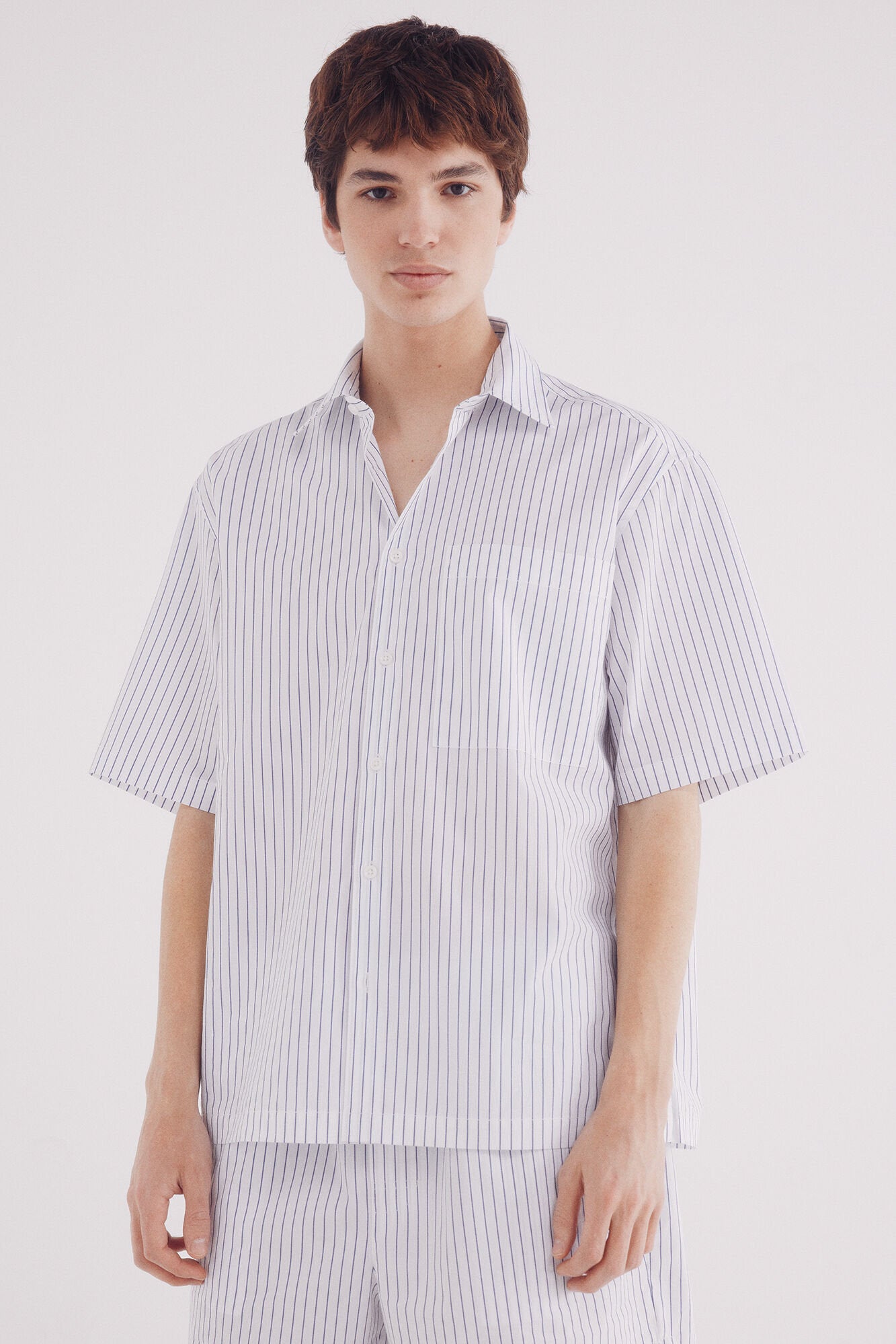 Springfield_Short Sleeve Striped Poplin Shirt_0379225_99_01