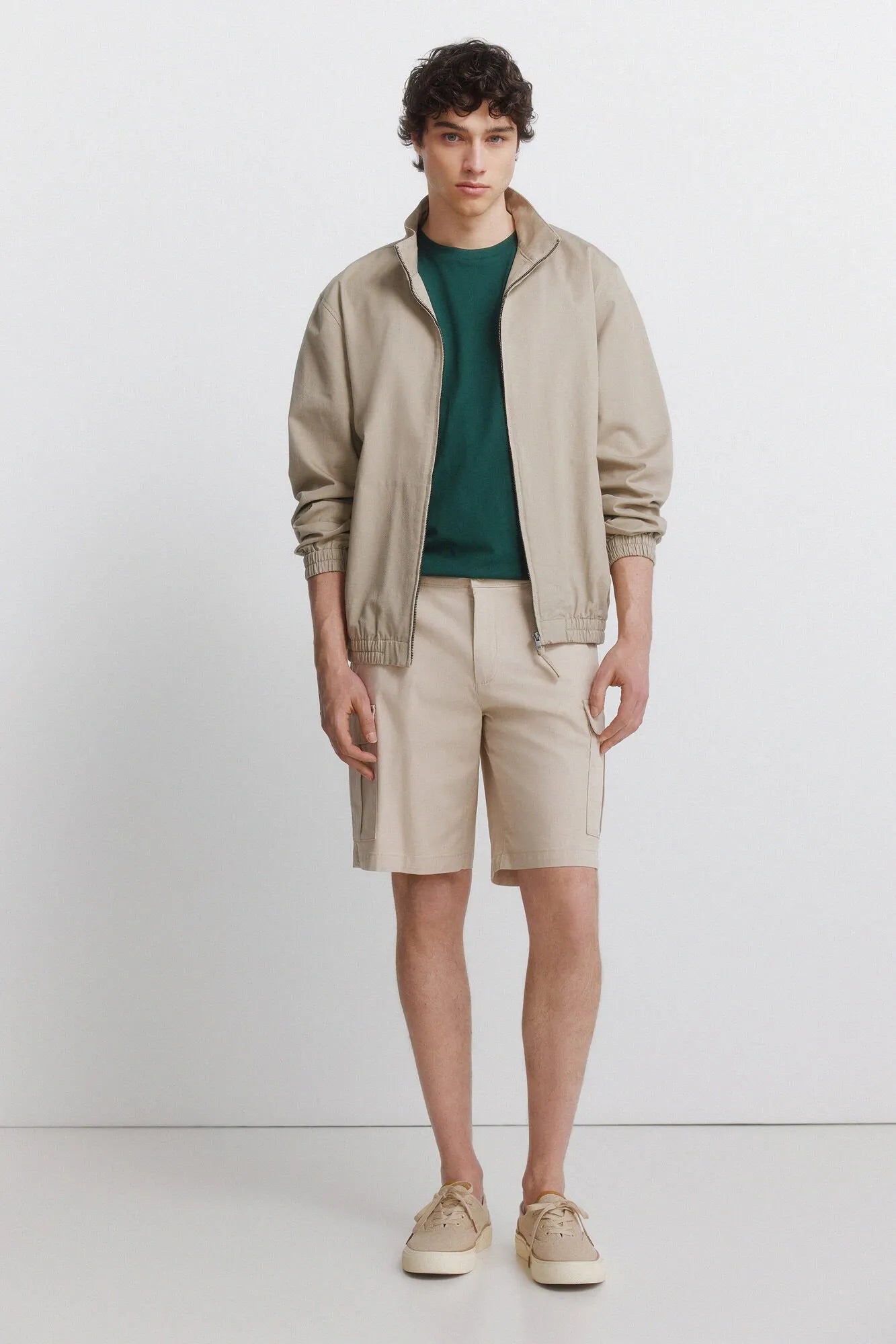 Springfield Beige Men Comfort Fit Cargo Bermuda Shorts SKU: 0433672_50 Image 01
