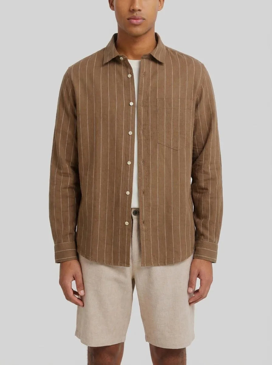 Springfield Beige Men Dobby Linen Comfort Fit Bermuda Shorts SKU: 0433674_55 Image 00