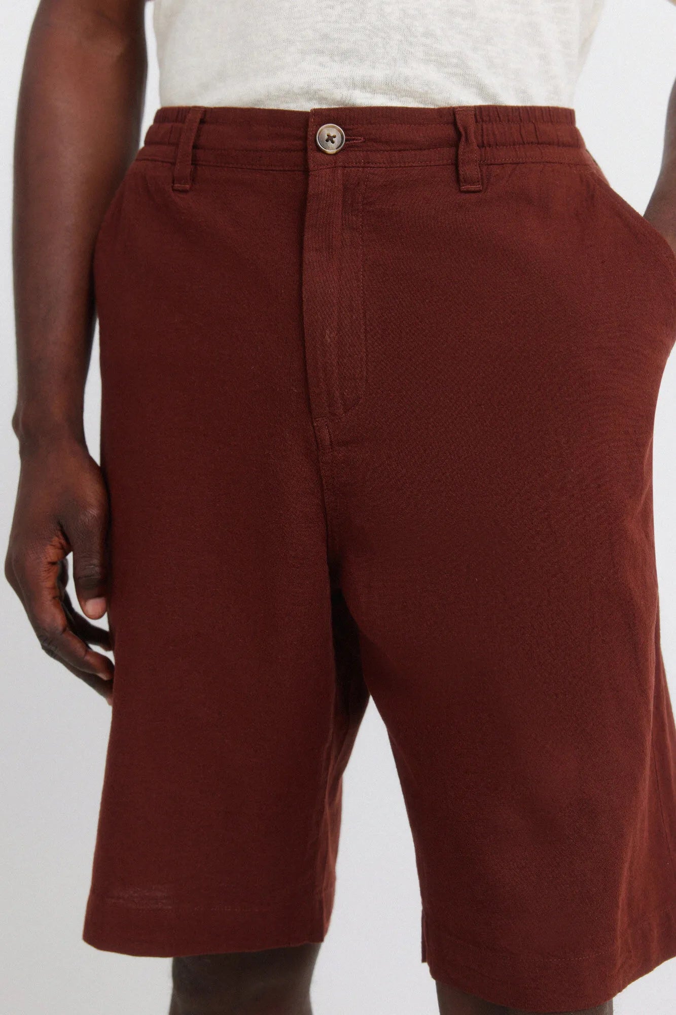 Springfield Red Men Linen Relaxed Fit Bermuda Shorts SKU: 0433675_66 Image 04