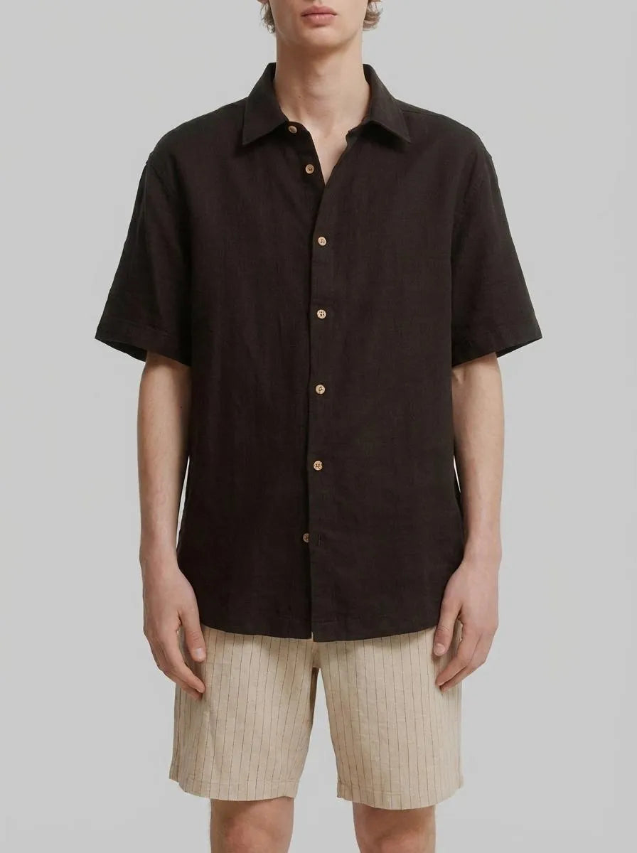 Springfield Beige Men Striped Linen Comfort Slim Fit Bermuda Shorts SKU: 0433677_51 Image 00