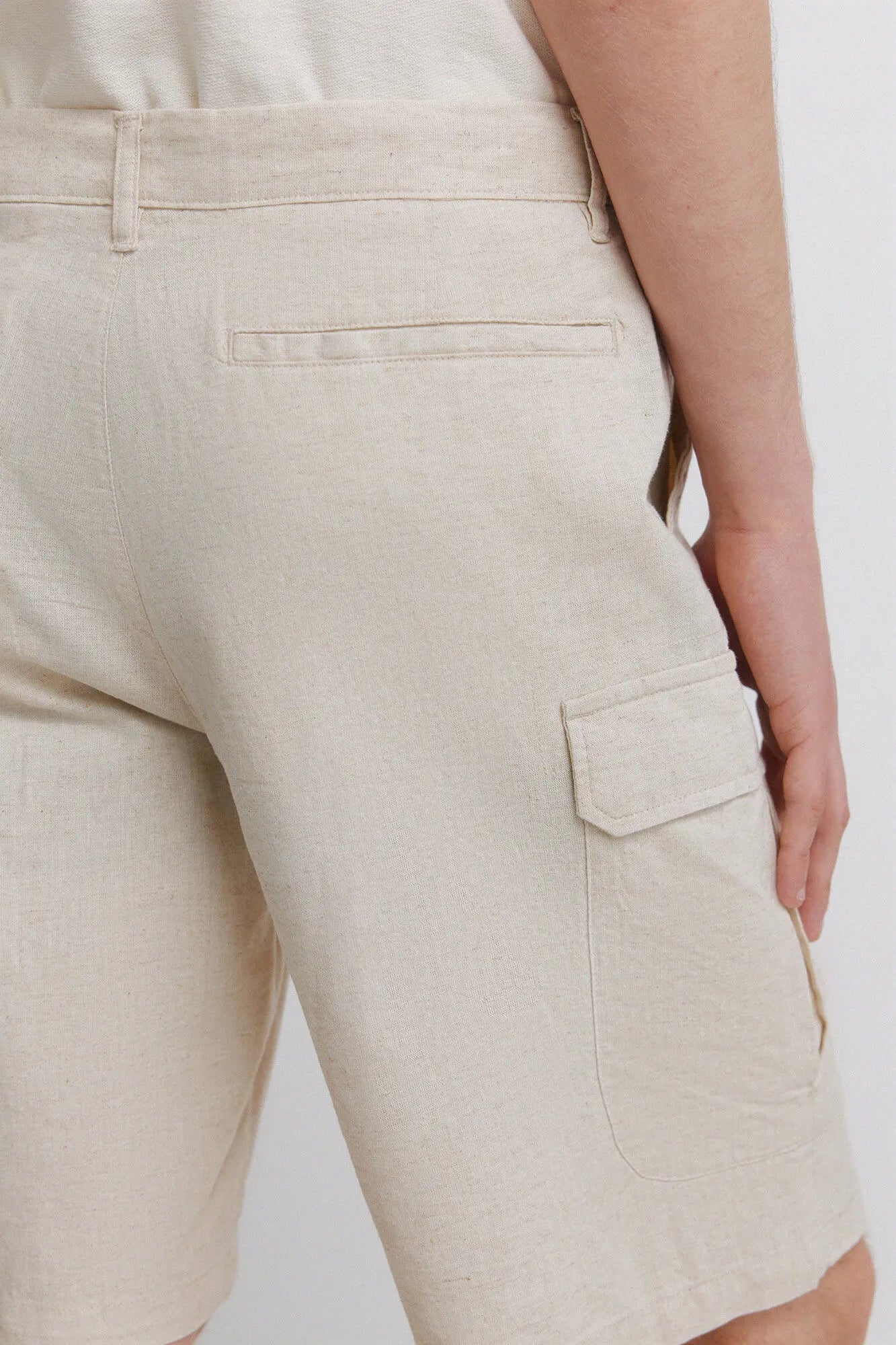 Springfield White Men Linen Cargo Comfort Fit Bermuda Shorts SKU: 0433682_97 Image 05
