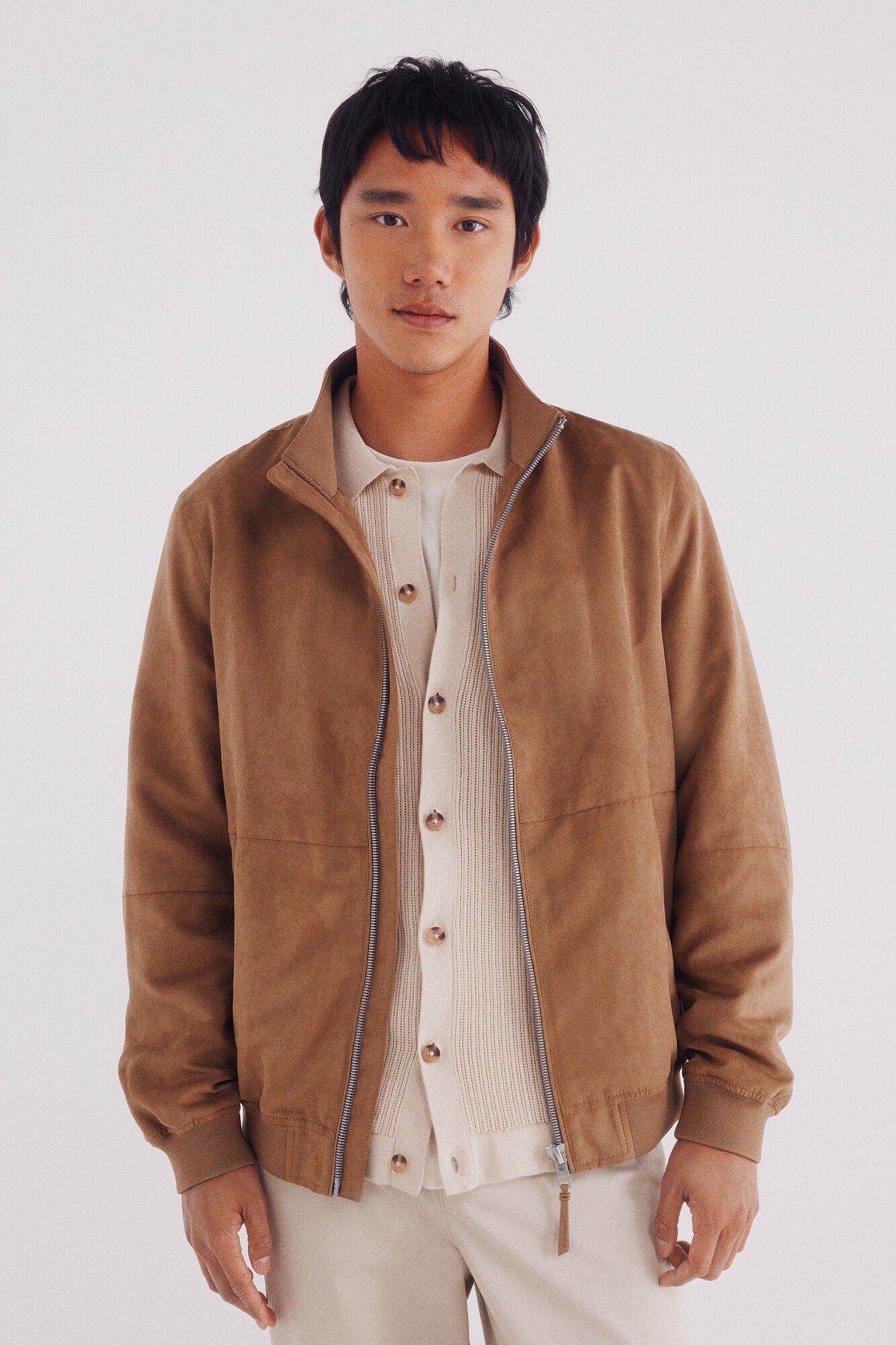 Springfield_Beige_Faux Suede Jacket_0482284_54_03