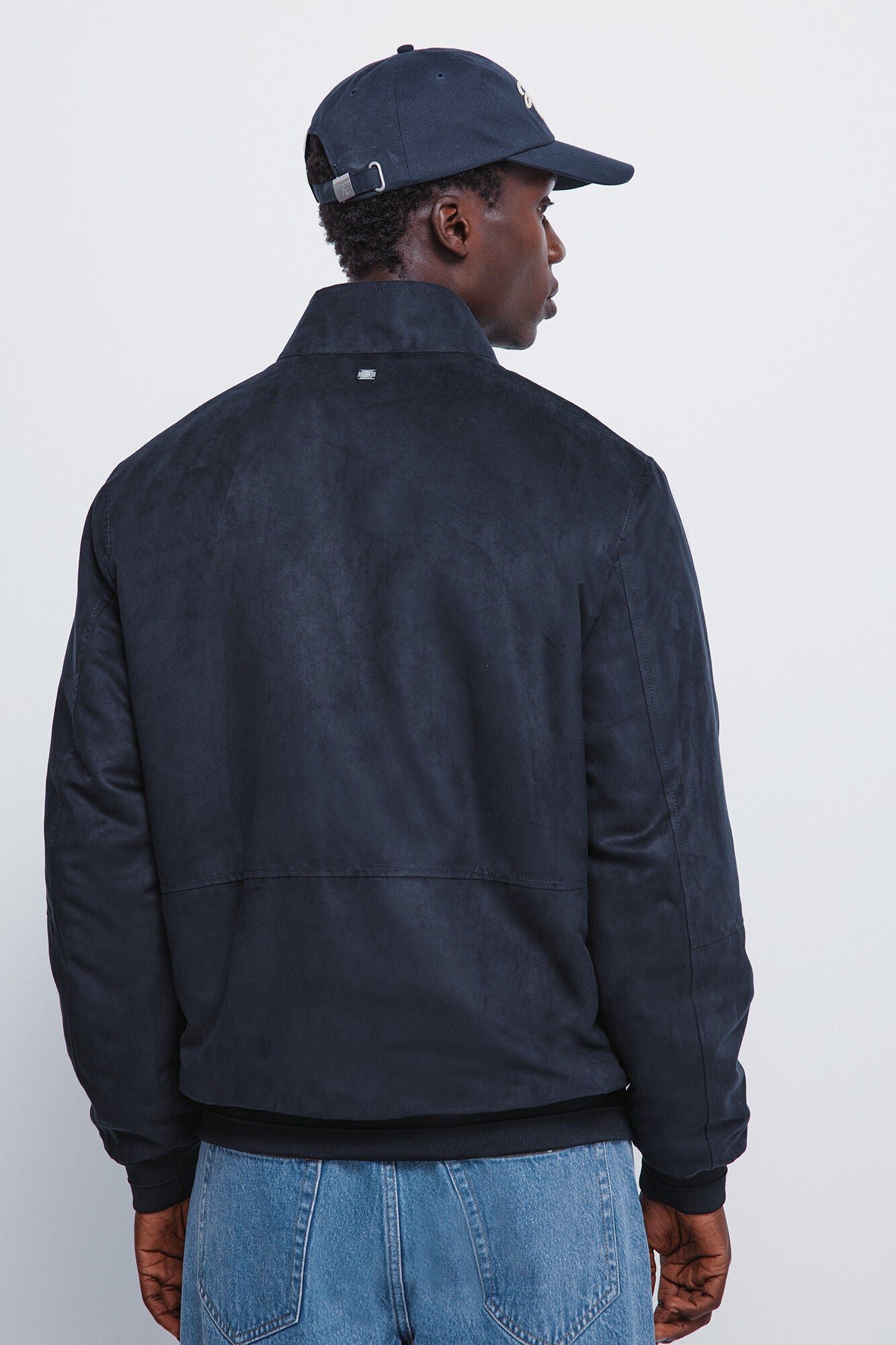 Springfield_Dark Blue_Suede Effect Quilted Jacket_0482291_11_07