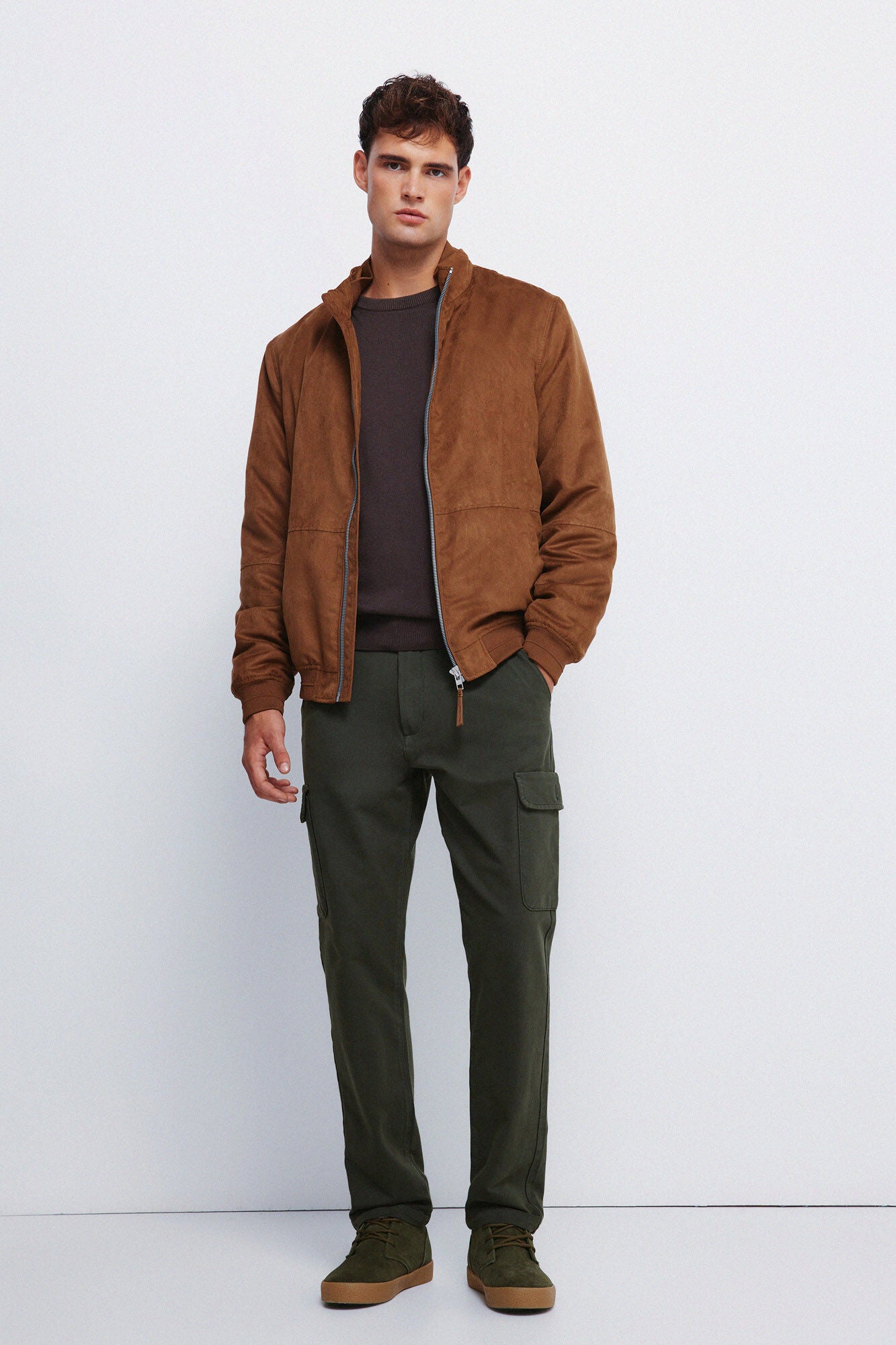 Springfield_Brown_Suede Effect Quilted Jacket_0482291_55_03