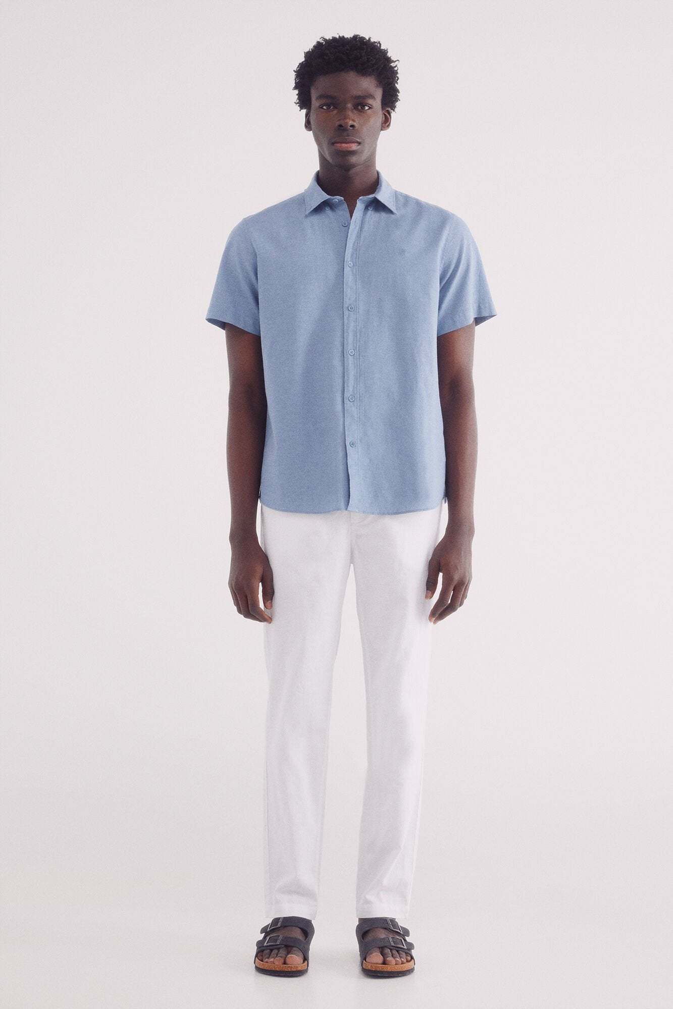 Springfield_Linen Shirt with Short Sleeves_0549131_14_03