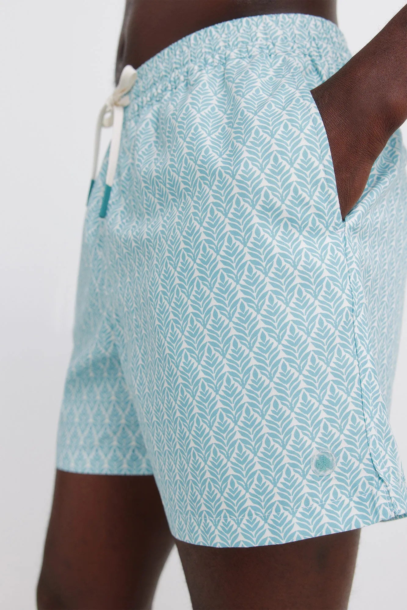 Springfield Blue Men Printed Leaf Swimwear SKU: 0593925_82 Image 04