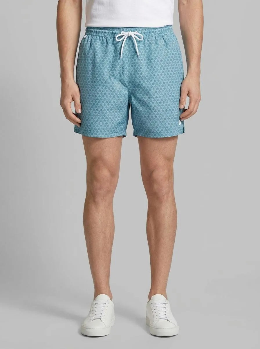 Springfield Blue Men Printed Mosaic Zip Pocket Swimwear SKU: 0593935_82 Image 00