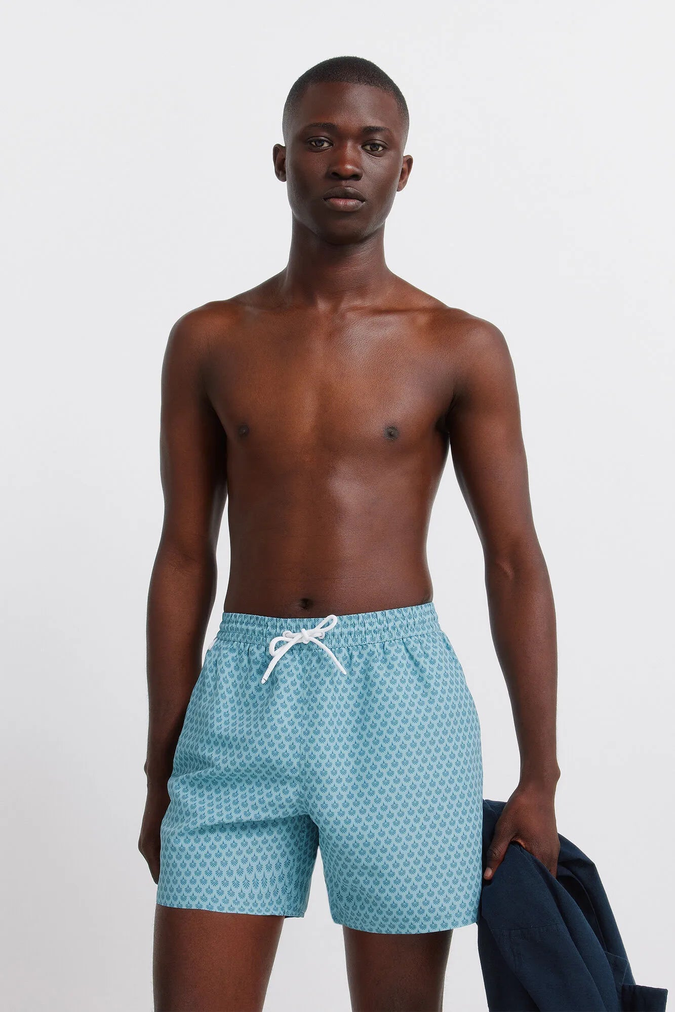 Springfield Blue Men Printed Mosaic Zip Pocket Swimwear SKU: 0593935_82 Image 03