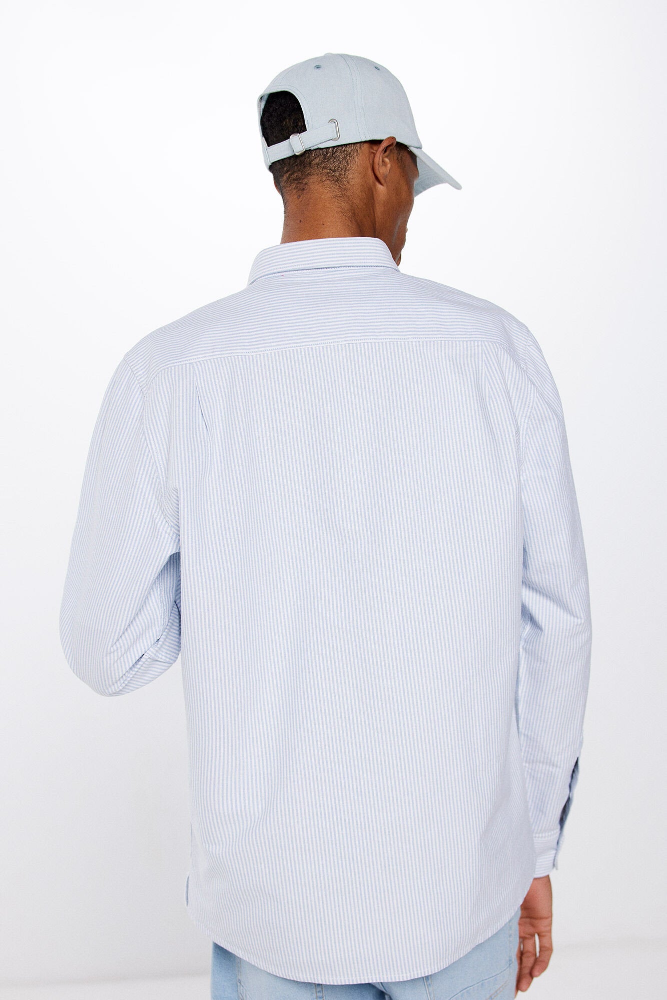 Striped Button Down Shirt With Logo_0947622_18_05