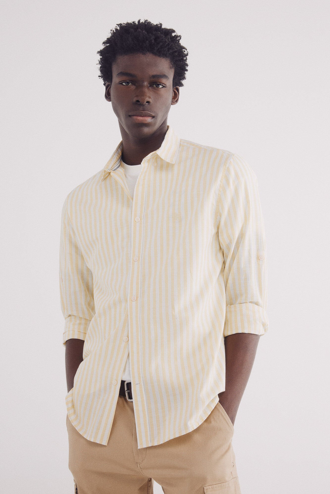 Springfield_Slub Cotton Striped Shirt_0949534_05_01