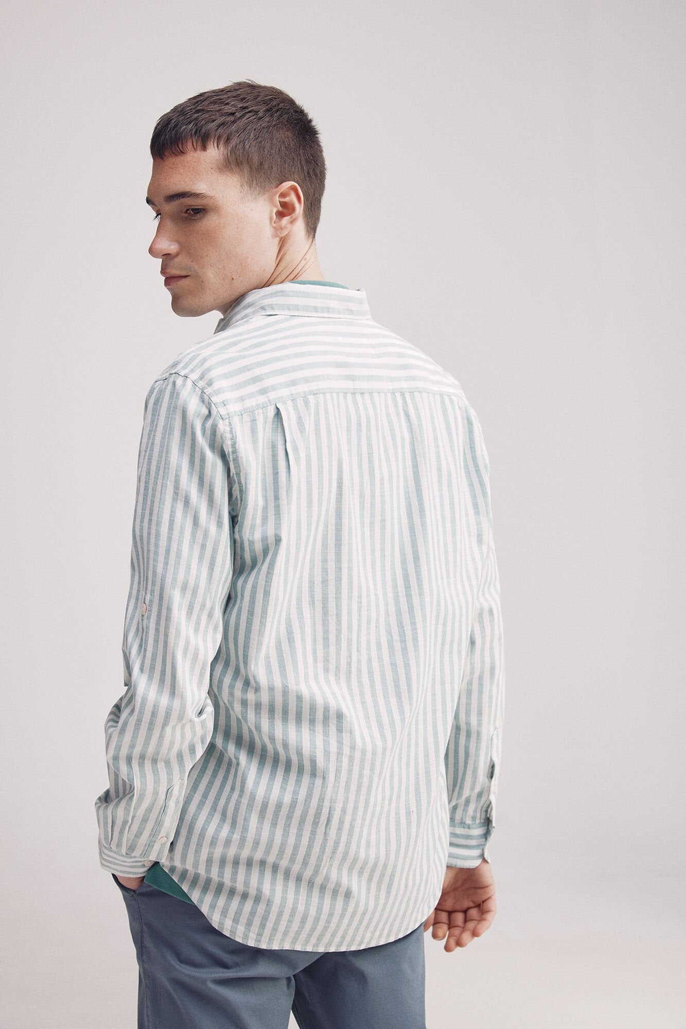 Springfield_Slub Cotton Striped Shirt_0949534_27_04