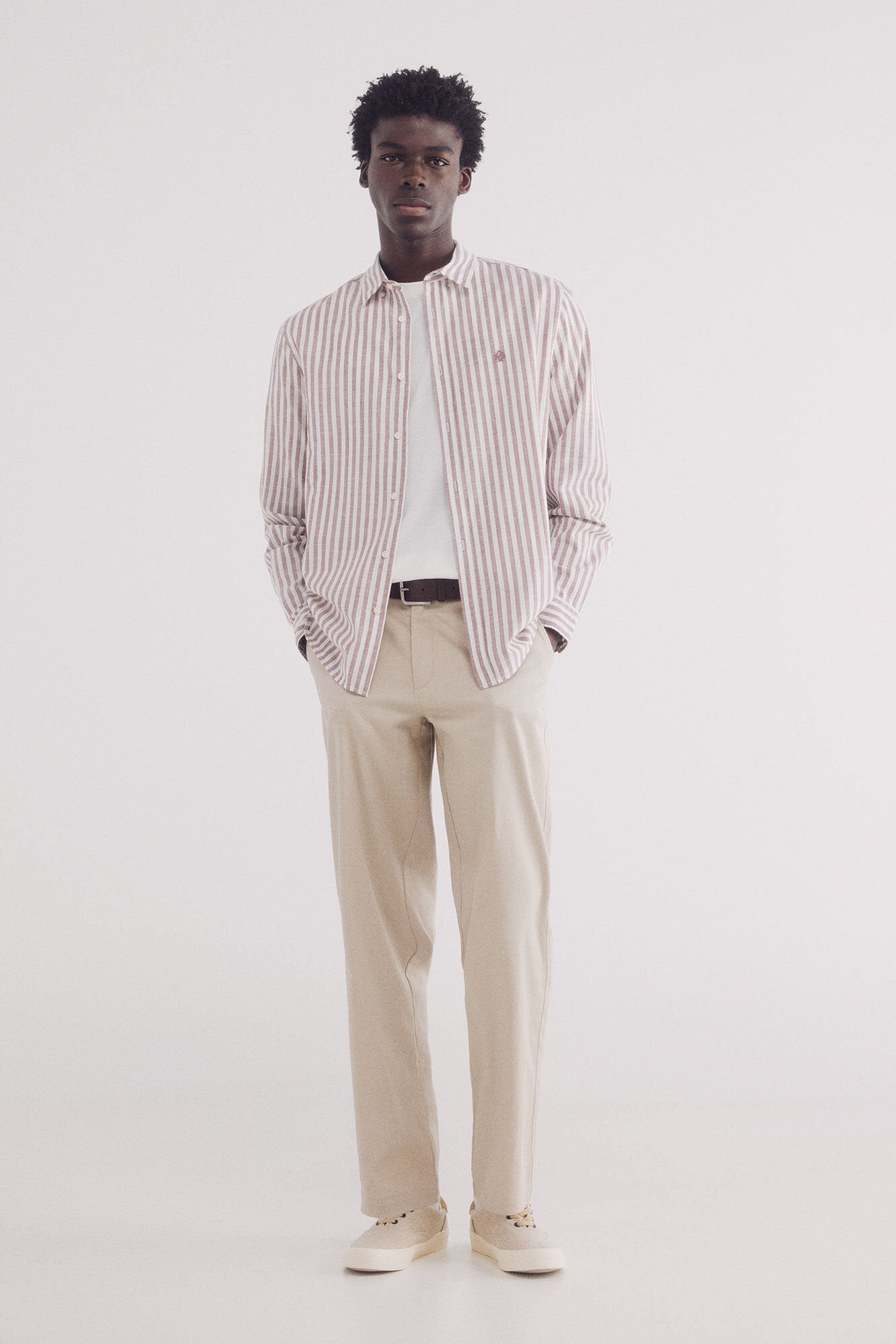 Springfield_Slub Cotton Striped Shirt_0949534_68_02