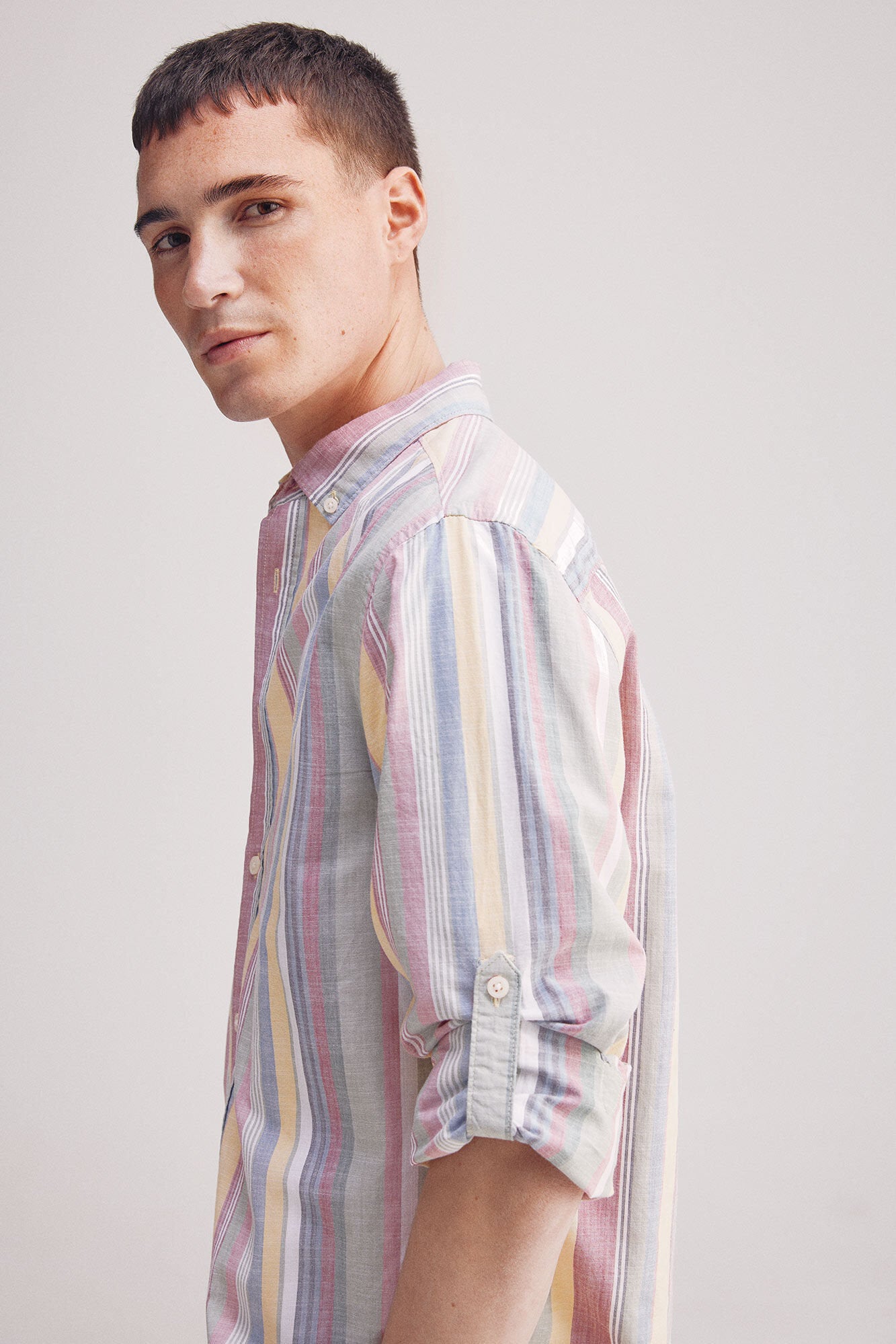 Springfield_Slub Cotton Striped Shirt_0949536_05_02