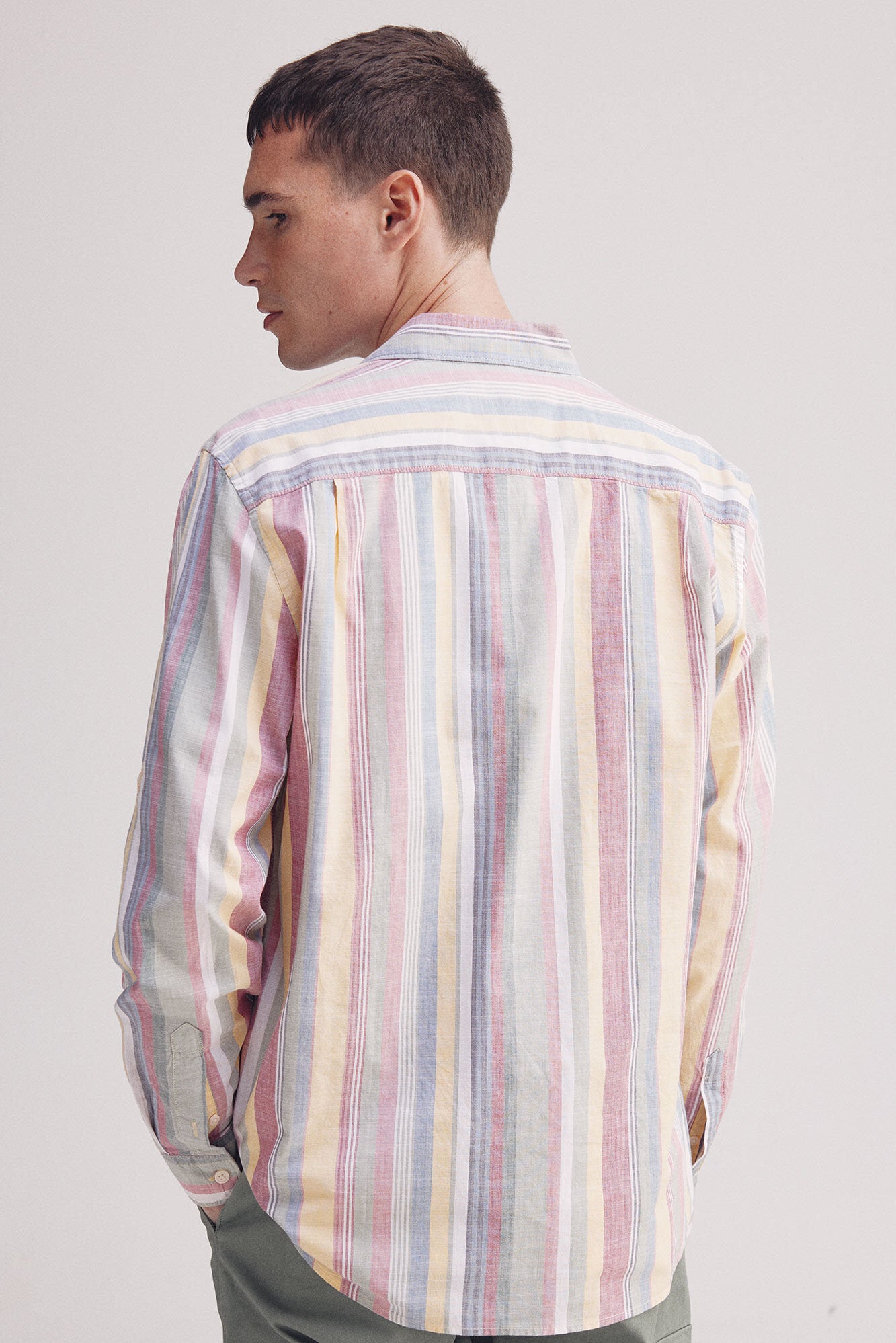 Springfield_Slub Cotton Striped Shirt_0949536_05_03