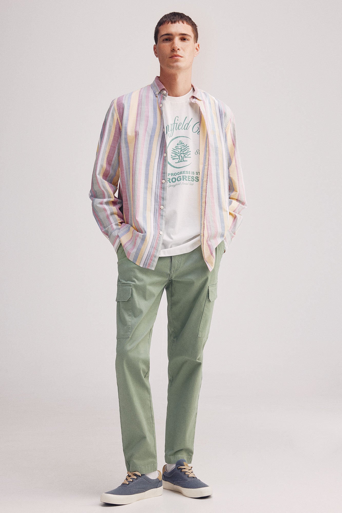 Springfield_Slub Cotton Striped Shirt_0949536_05_05