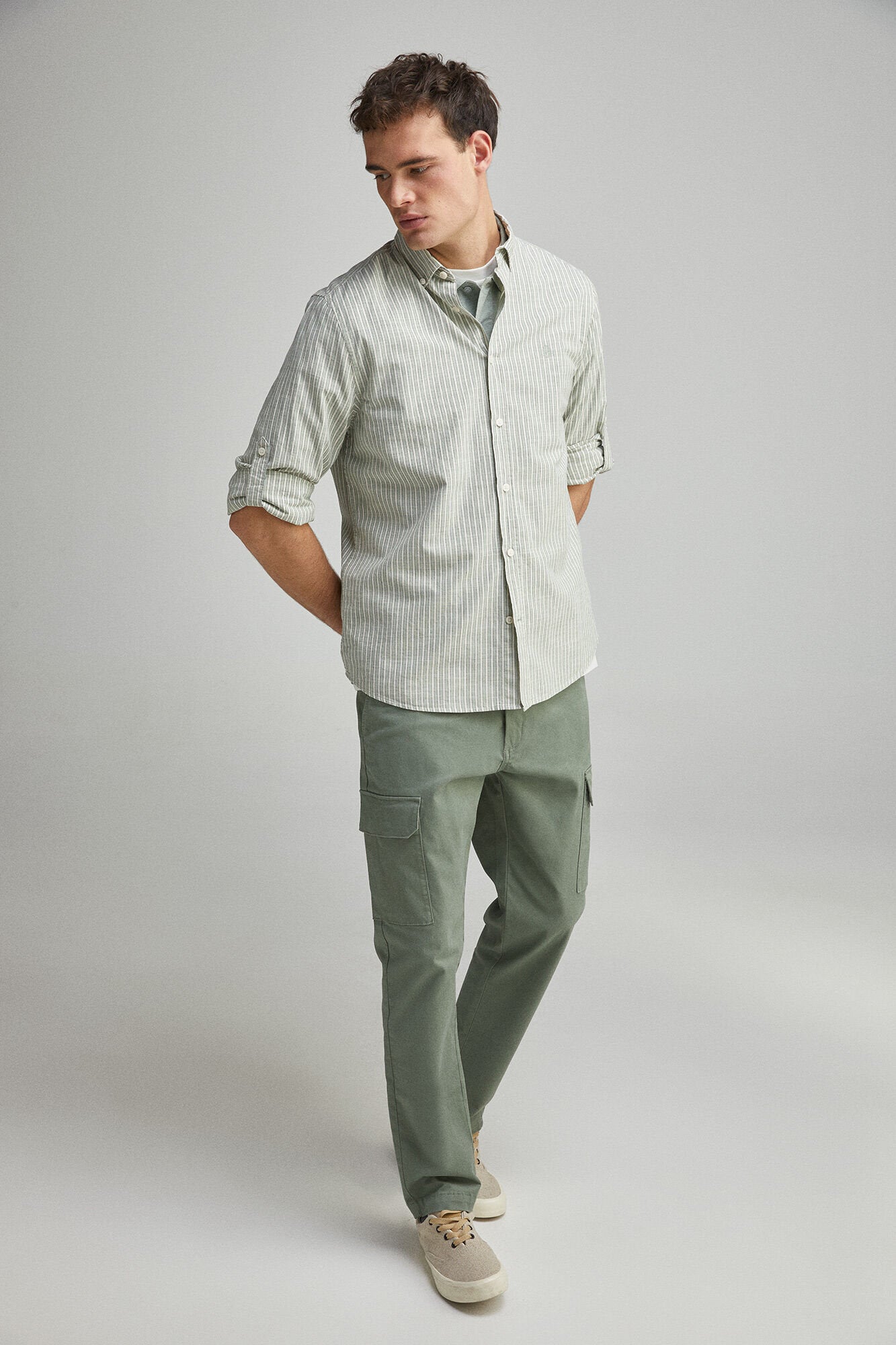 Springfield_Slub Cotton Striped Shirt_0949536_23_04