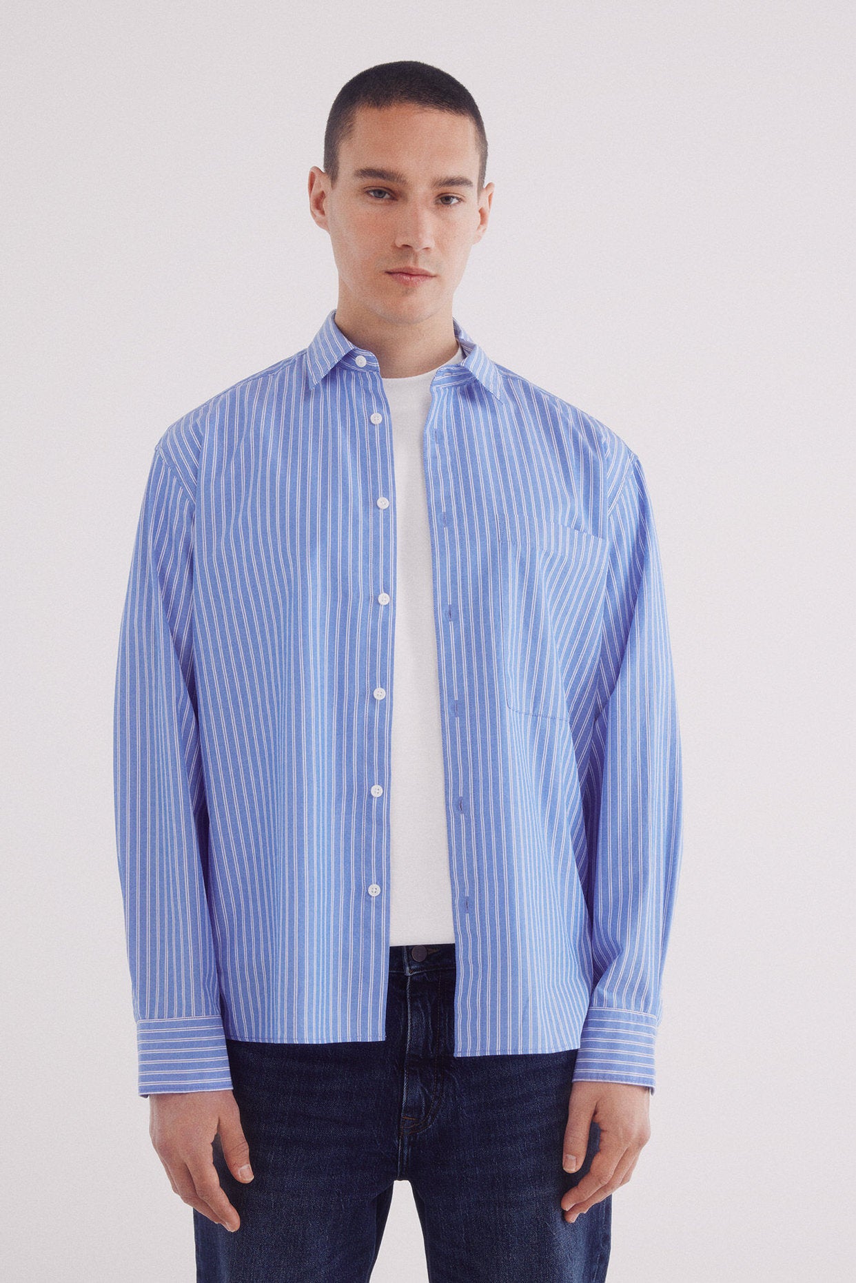 Springfield_Boxy Fit Striped Poplin Shirt_0949539_16_01