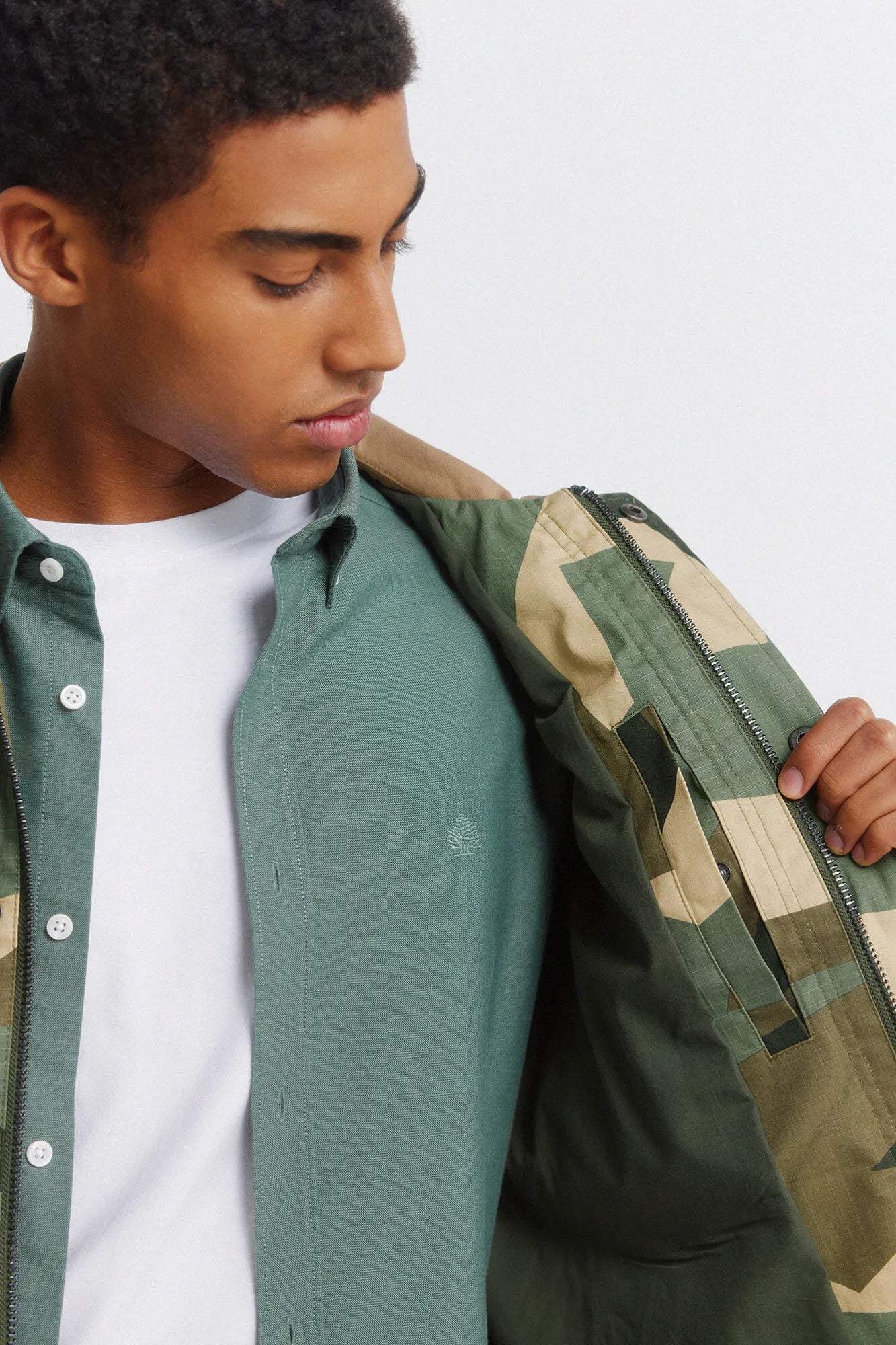Springfield Khaki Men Camouflage Contrast Collar Parka SKU: 0953537_95 Image 06