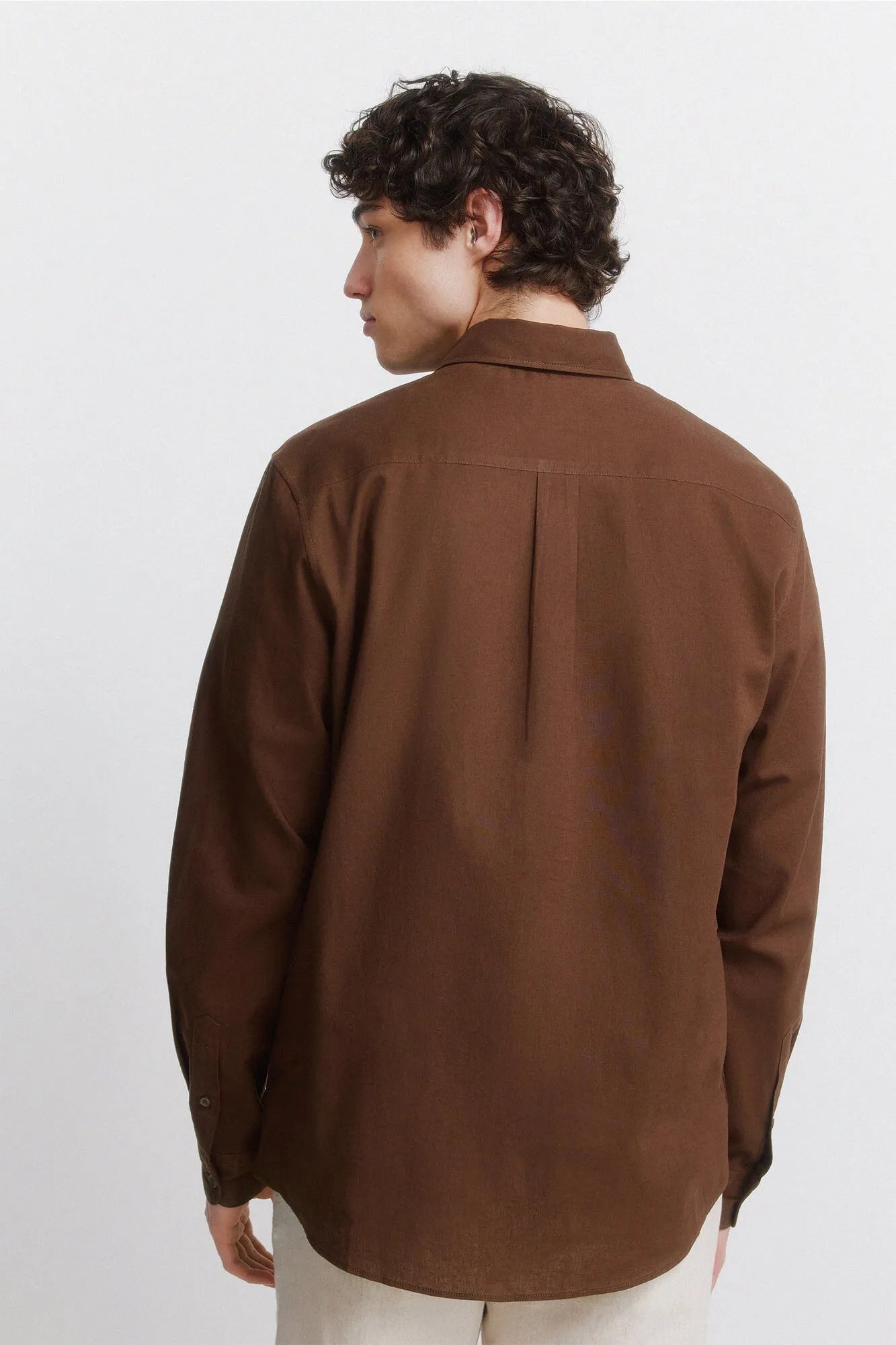 Springfield Beige Men Linen Shirt SKU: 0993397_37 Image 04