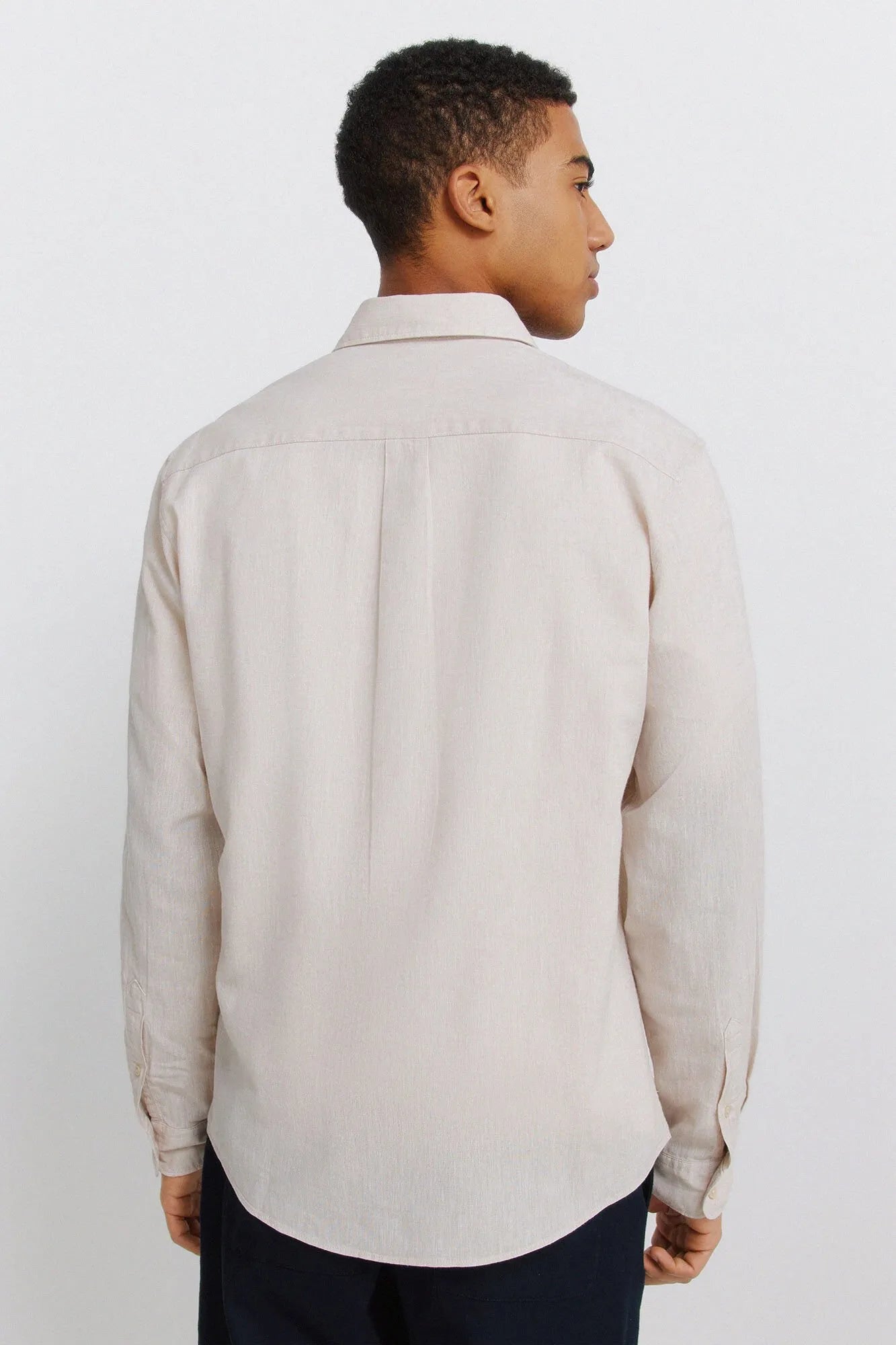 Springfield Beige Men Linen Shirt SKU: 0993397_51 Image 04