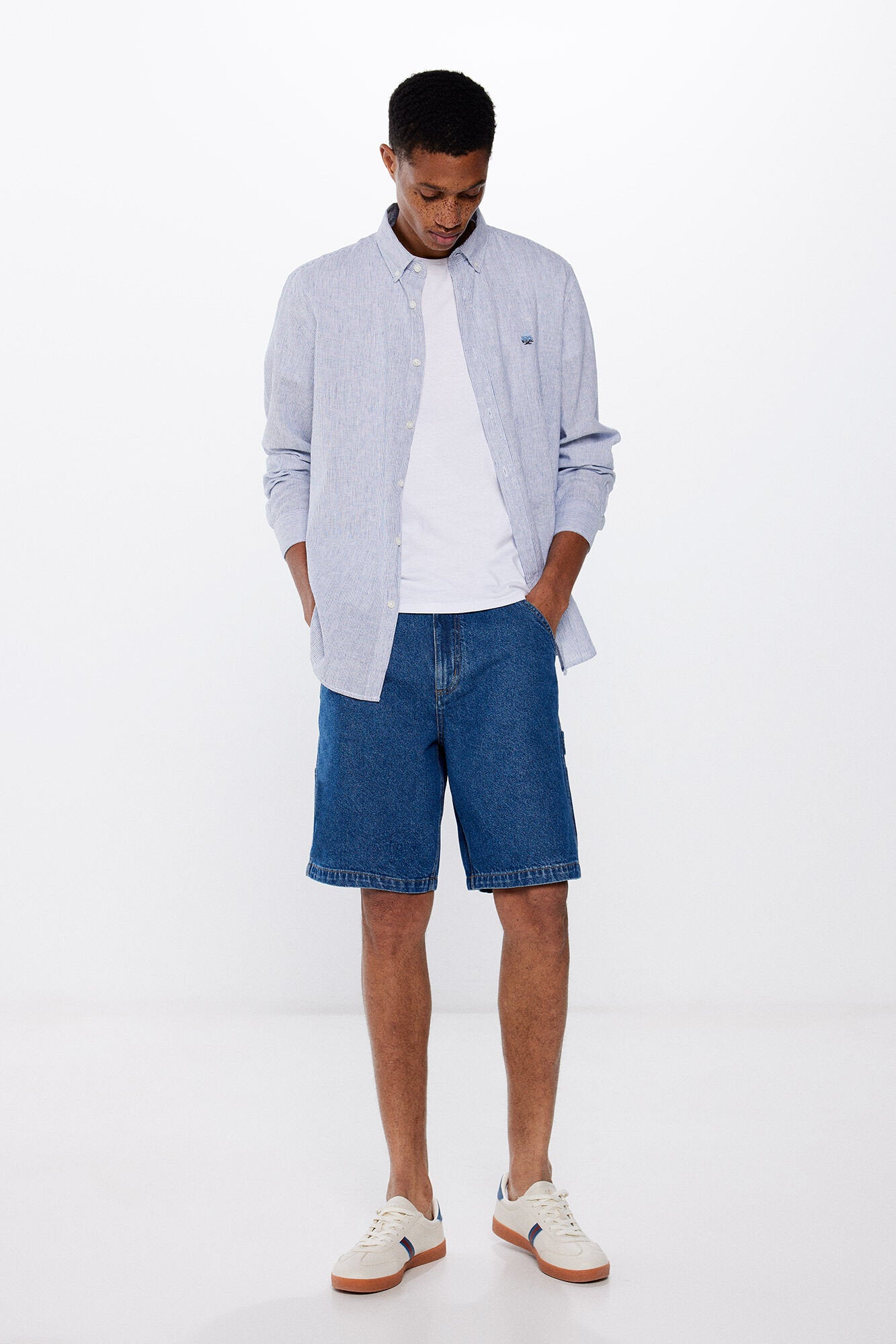 Linen Blend Button Down Shirt_0997753_12_07