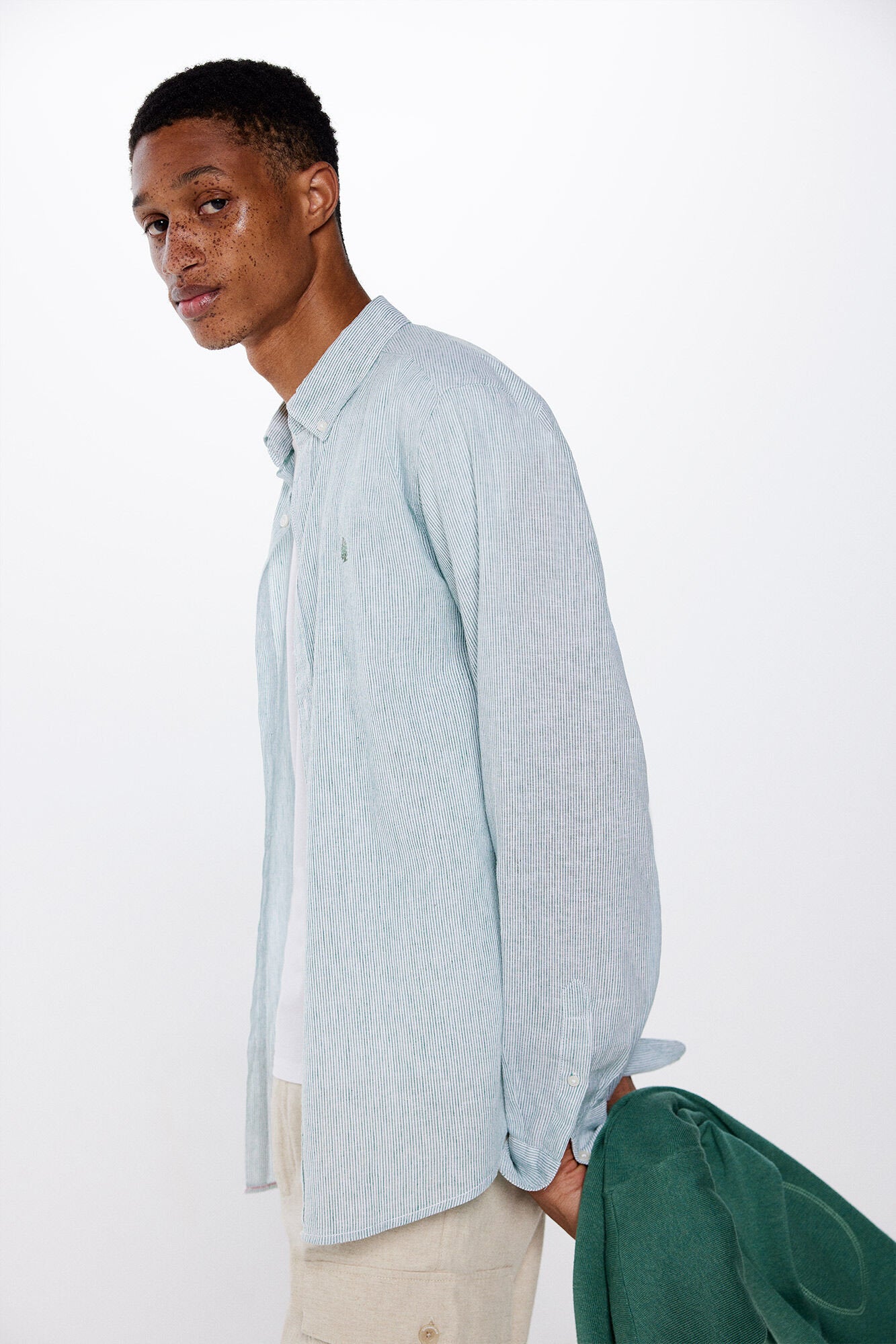 Linen Blend Button Down Shirt_0997753_27_06