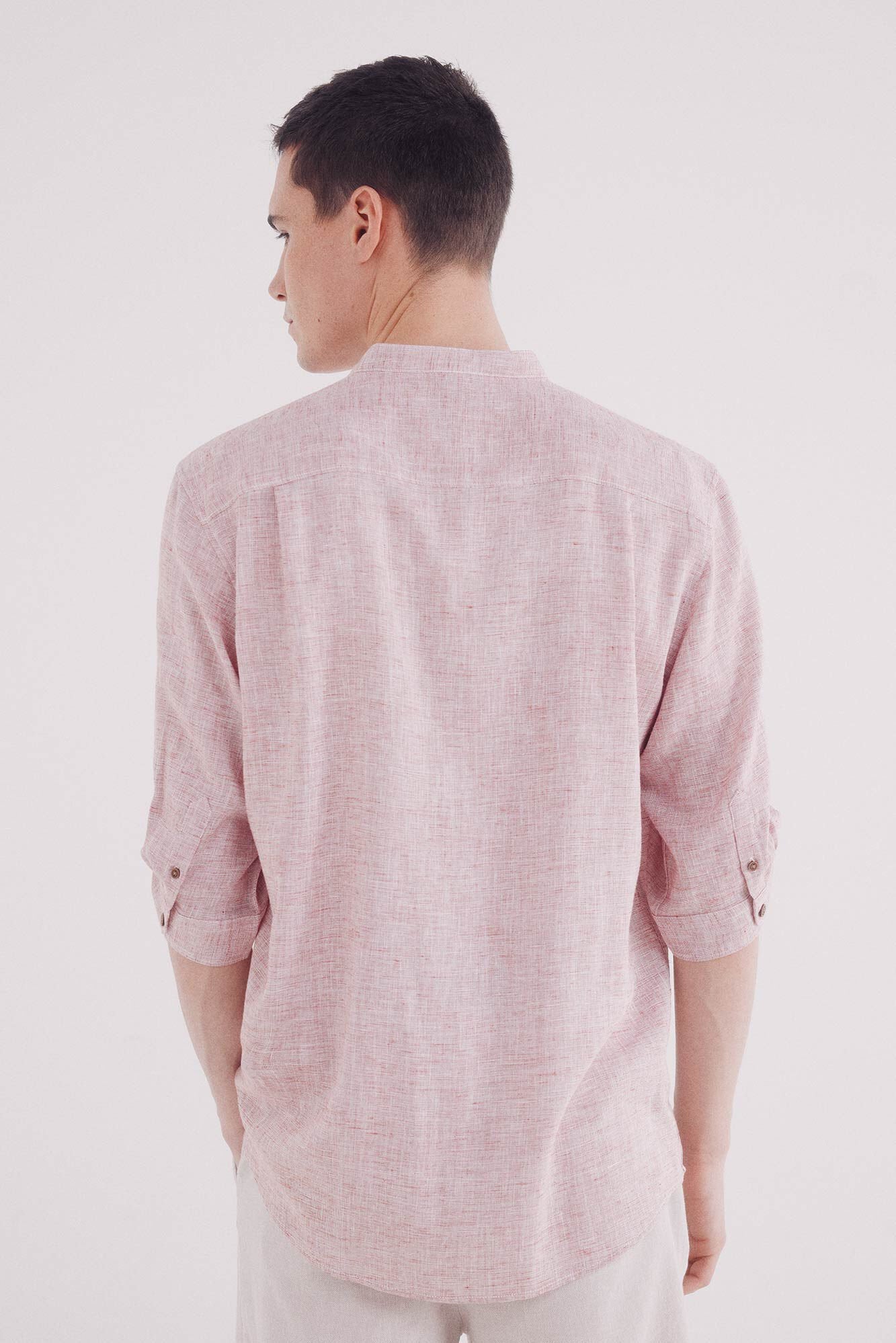 Springfield_3/4 Linen Viscose Mao Shirt_0999064_62_04