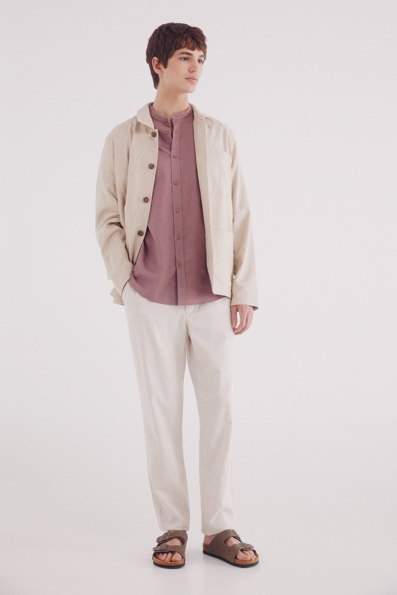 Springfield_Linen Shirt with Mandarin Collar_0999066_74_02