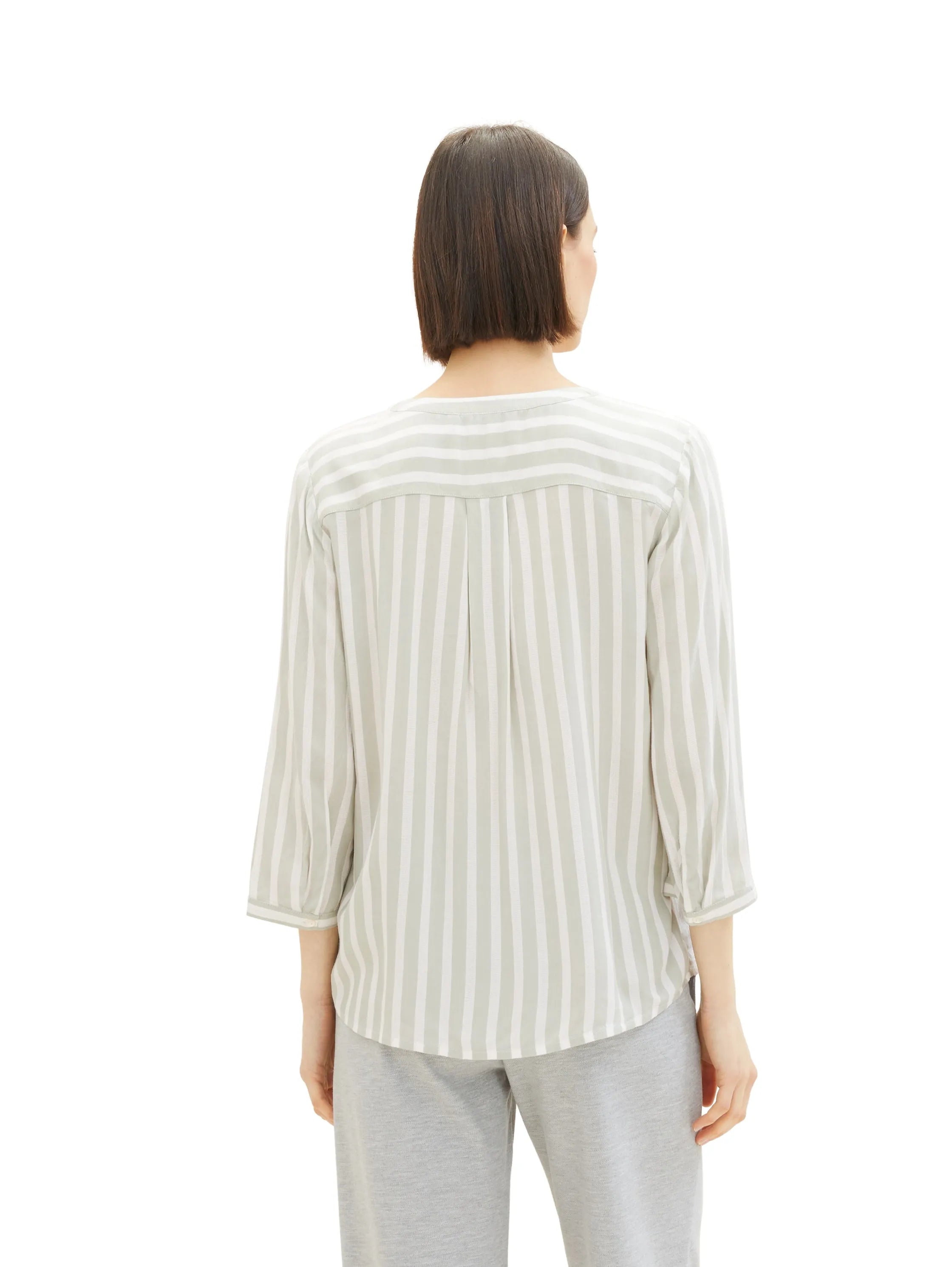 Tom Tailor Green Offwhite Stripe Women Striped Blouse SKU: 1016190_34820 Image 03