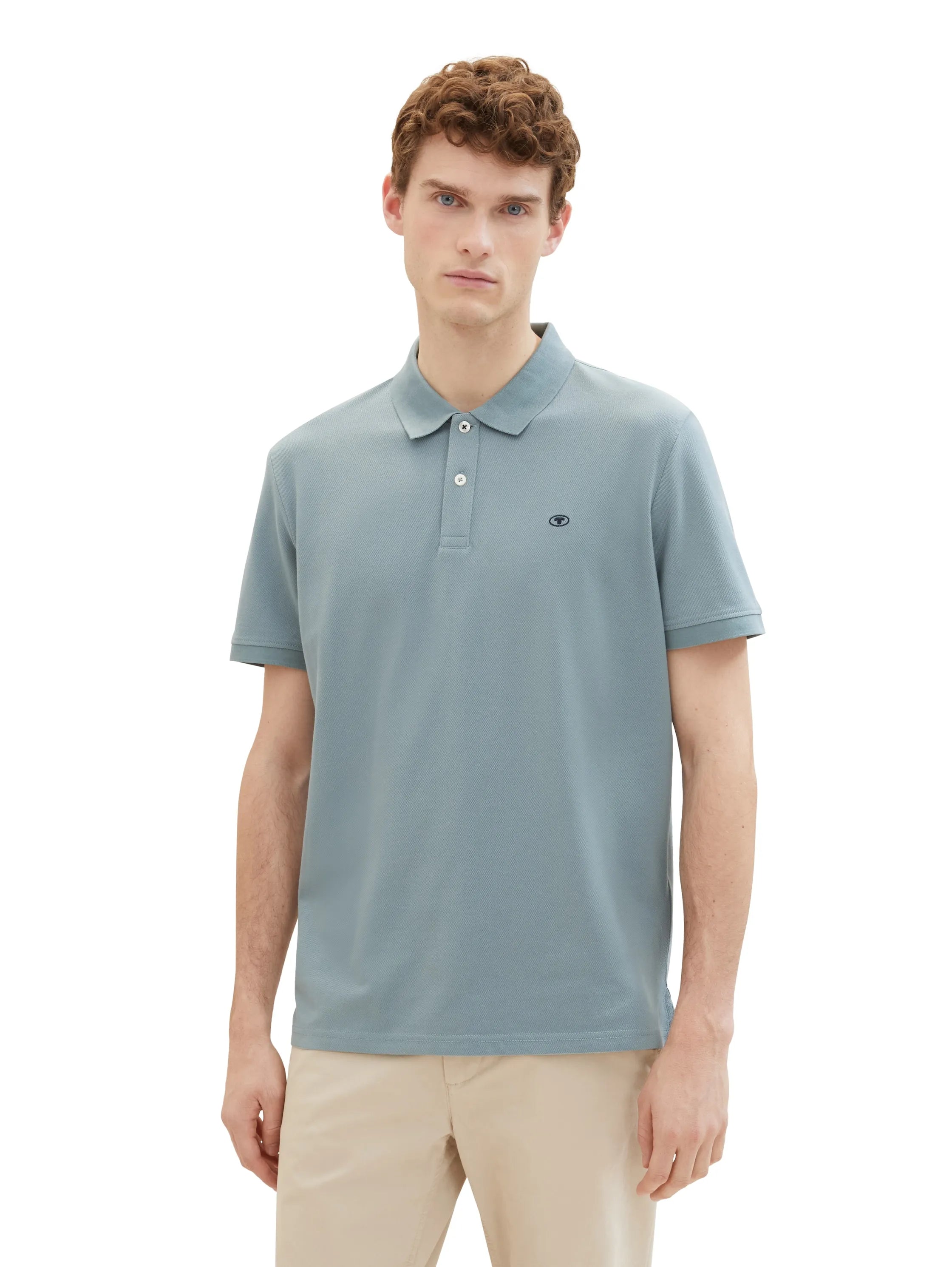 Tom Tailor Grey Mint Men Cotton PiquŽ Polo Shirt SKU: 1027713_27475 Image 03