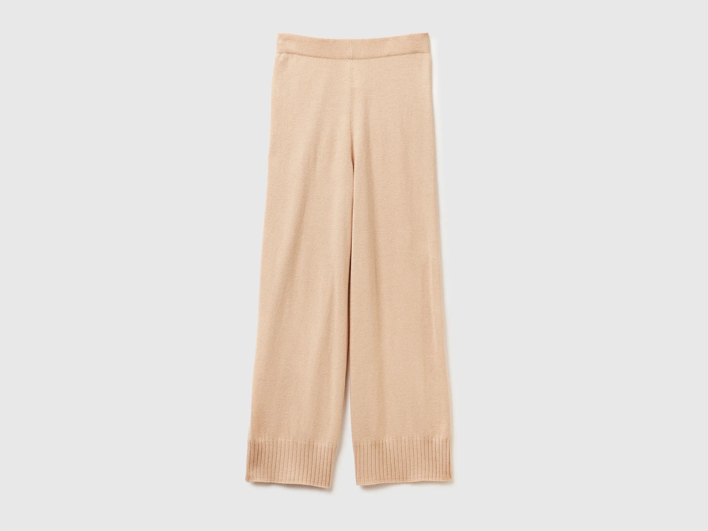 Benetton_Beige_Beige Wide Leg Trousers in Cashmere and Wool Blend_102HDF00Z_994_05